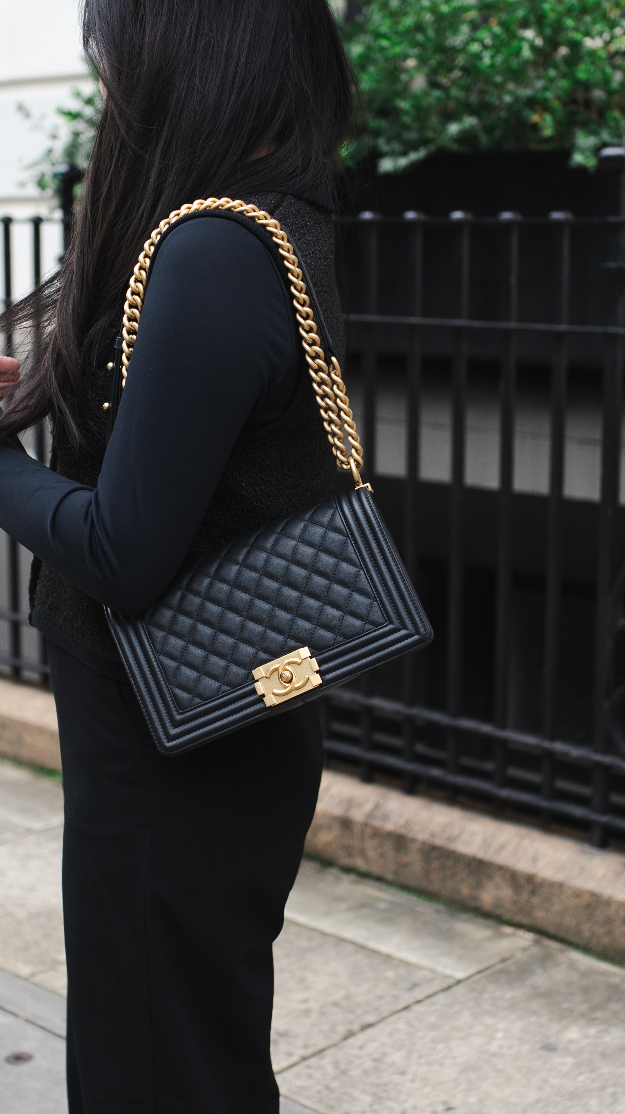 Chanel Black Matte Lambskin Medium Boy Bag GHW
