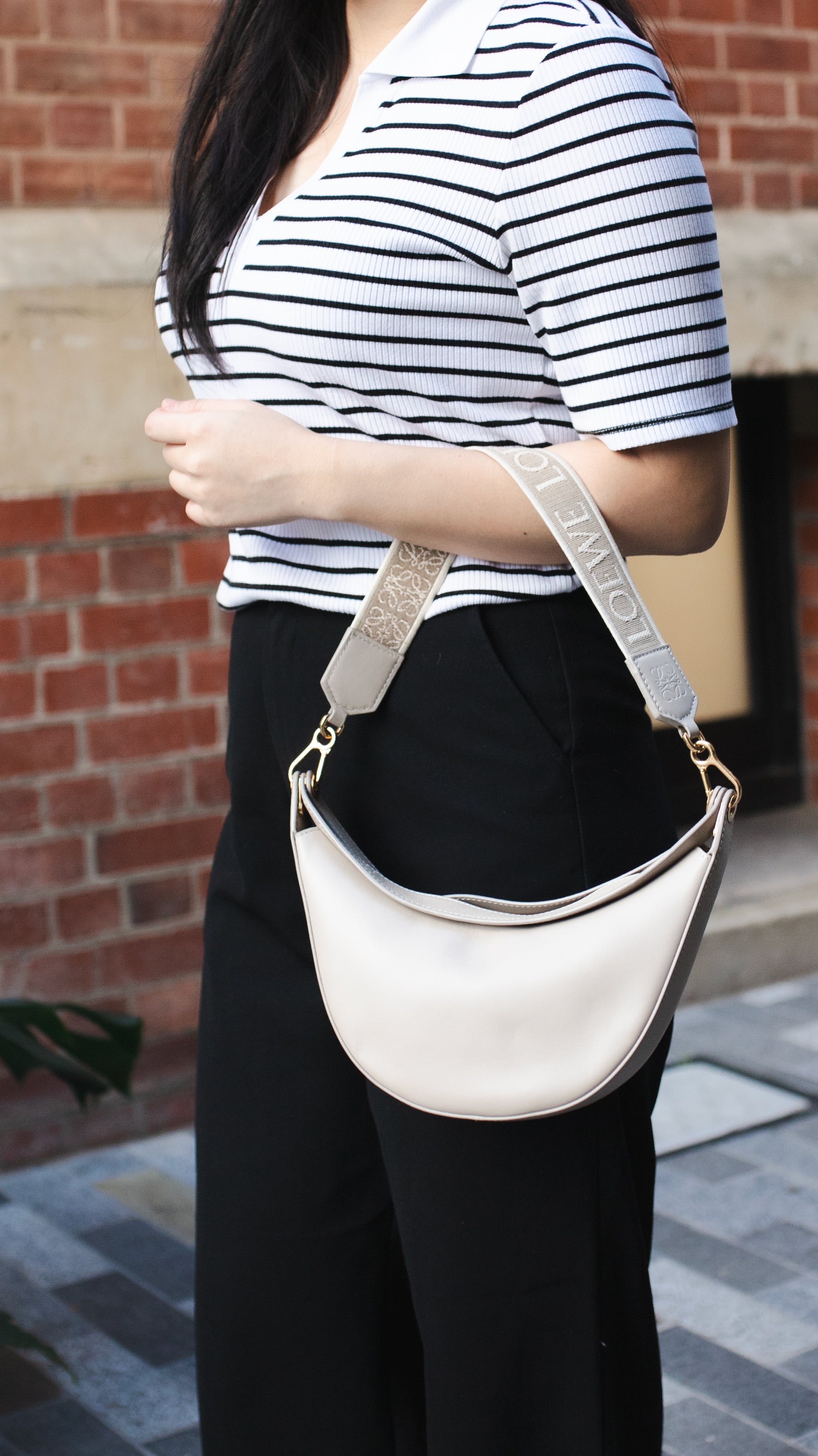 Loewe Small Light Oat Luna Leather Hobo Bag