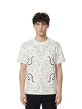 Louis Vuitton White/Brown Embroidered Cotton T-Shirt.