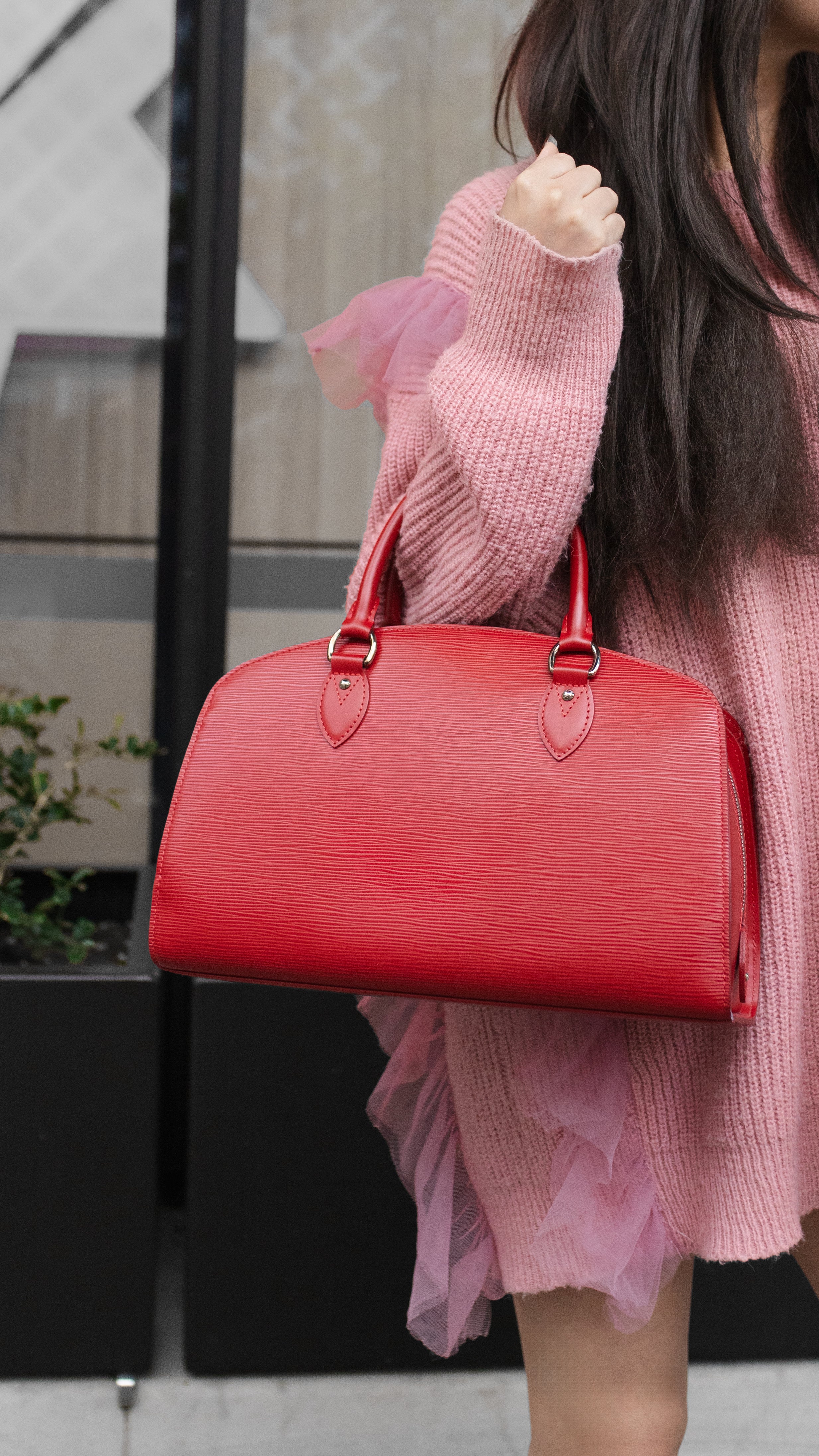 Louis Vuitton Red Epi Leather Pont Neuf PM Handbag