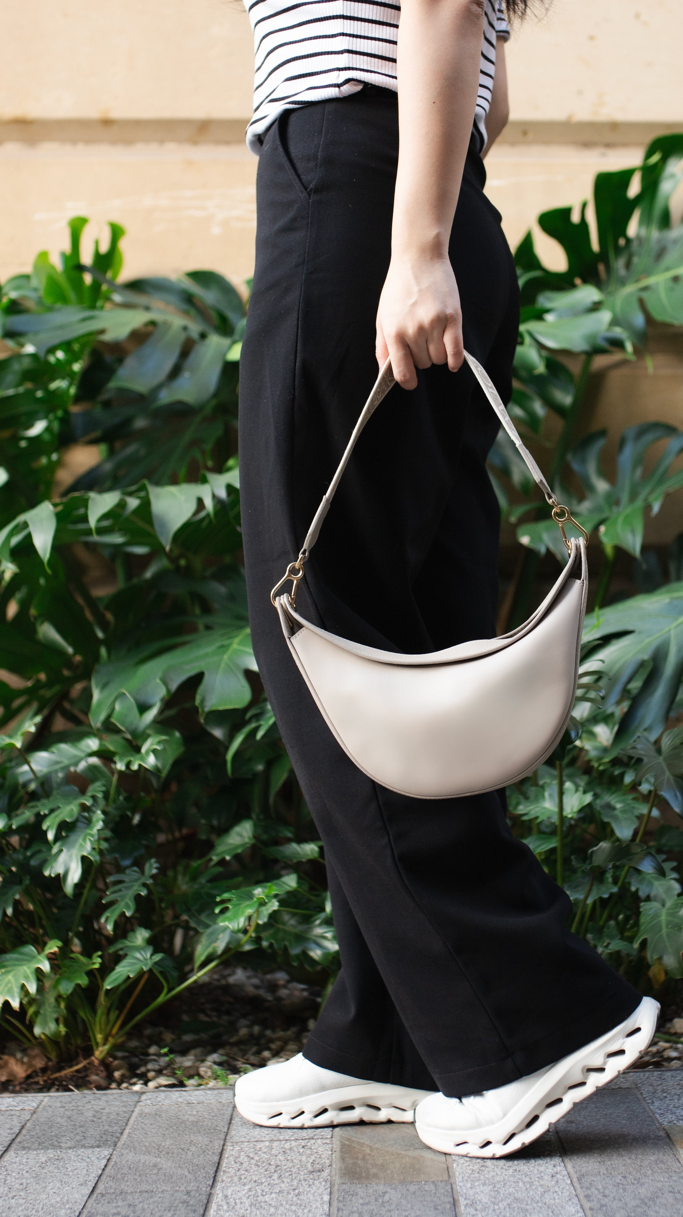 Loewe Small Light Oat Luna Leather Hobo Bag