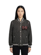 Balmain 1946 Strass Striped Bomber Jacket.