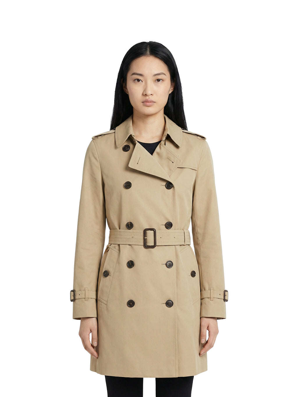 Burberry Long Trench Coat in Tan.