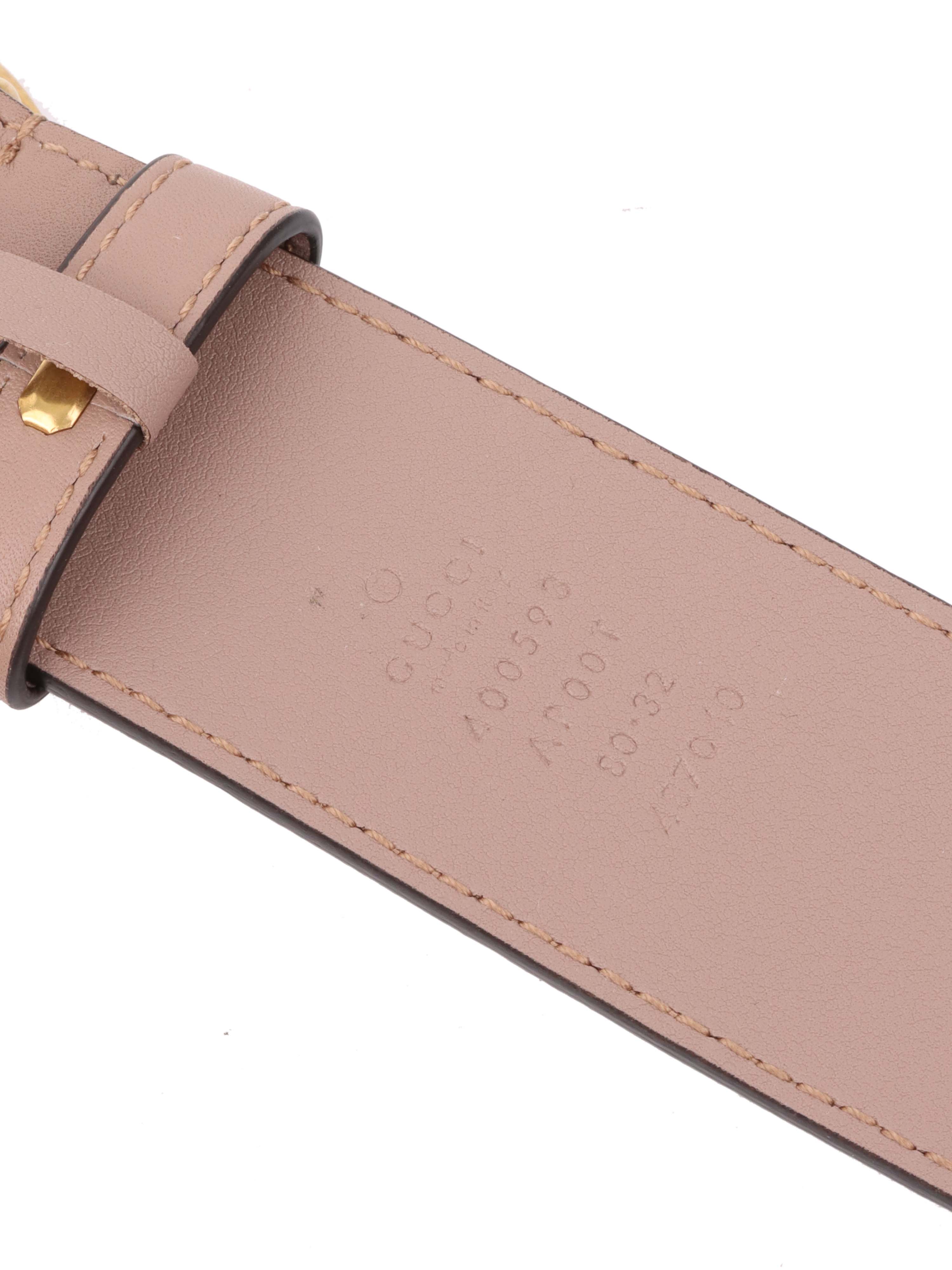 Gucci Taupe Leather Wide GG Belt 80cm.