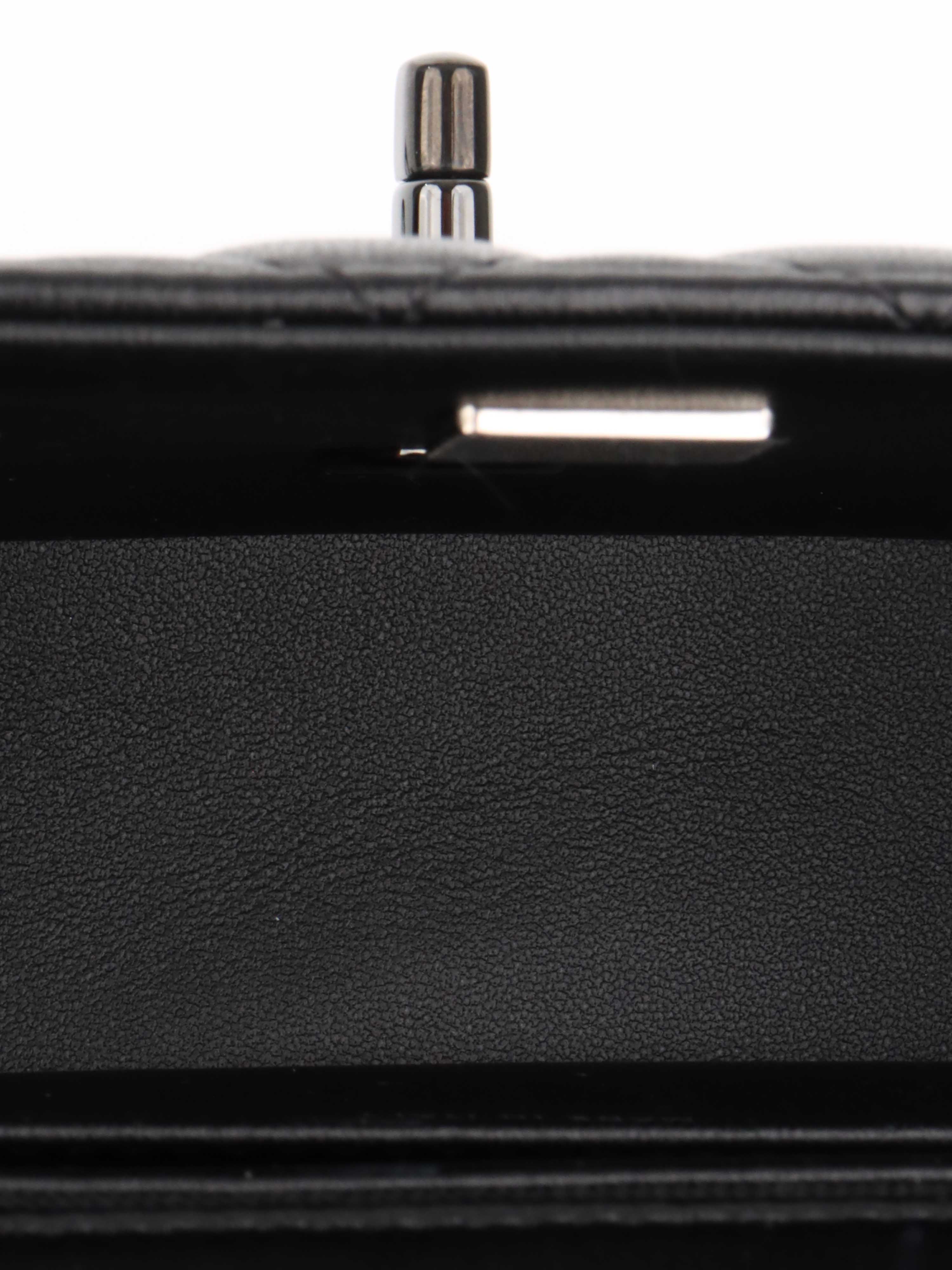 Chanel All Black Rectangular Classic Flap with Handle.