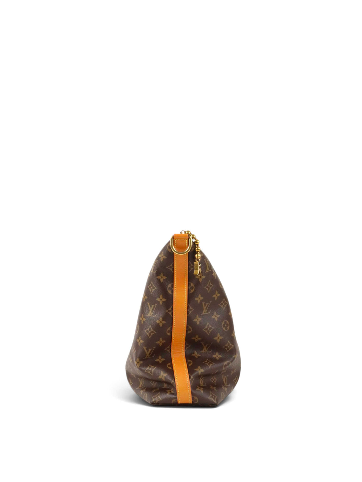 Votre Luxe Louis Vuitton Vagabond hobo bag in brown Monogram coated canvas with gold hardware, side view