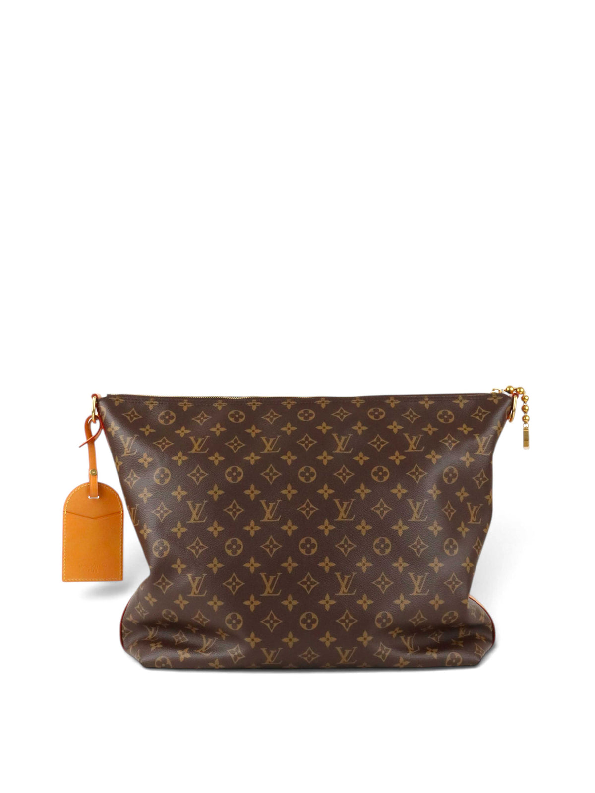 Votre Luxe Louis Vuitton Vagabond hobo bag in brown monogram coated canvas with gold hardware and leather luggage tag