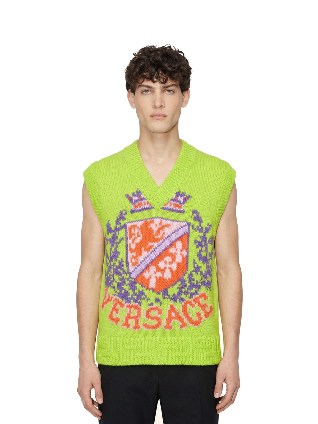 Versace Green & Pink Knit Vest.