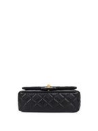 Chanel Black Mini Classic Flap Bag with Pearl Crush