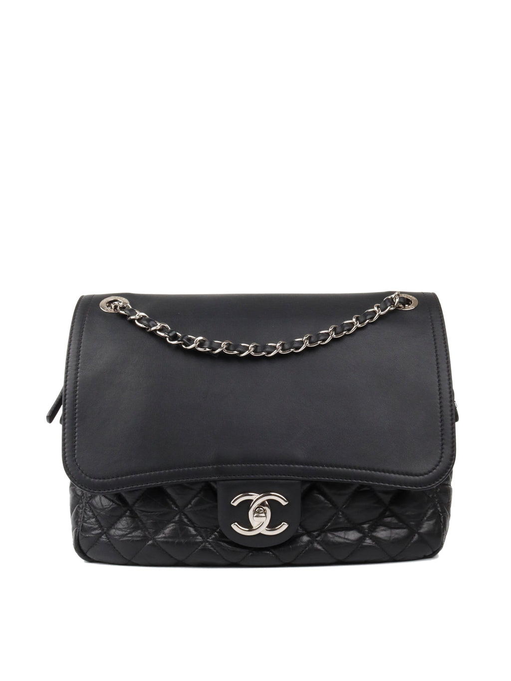 Chanel Black Wrinkled Quilted Flap Bag