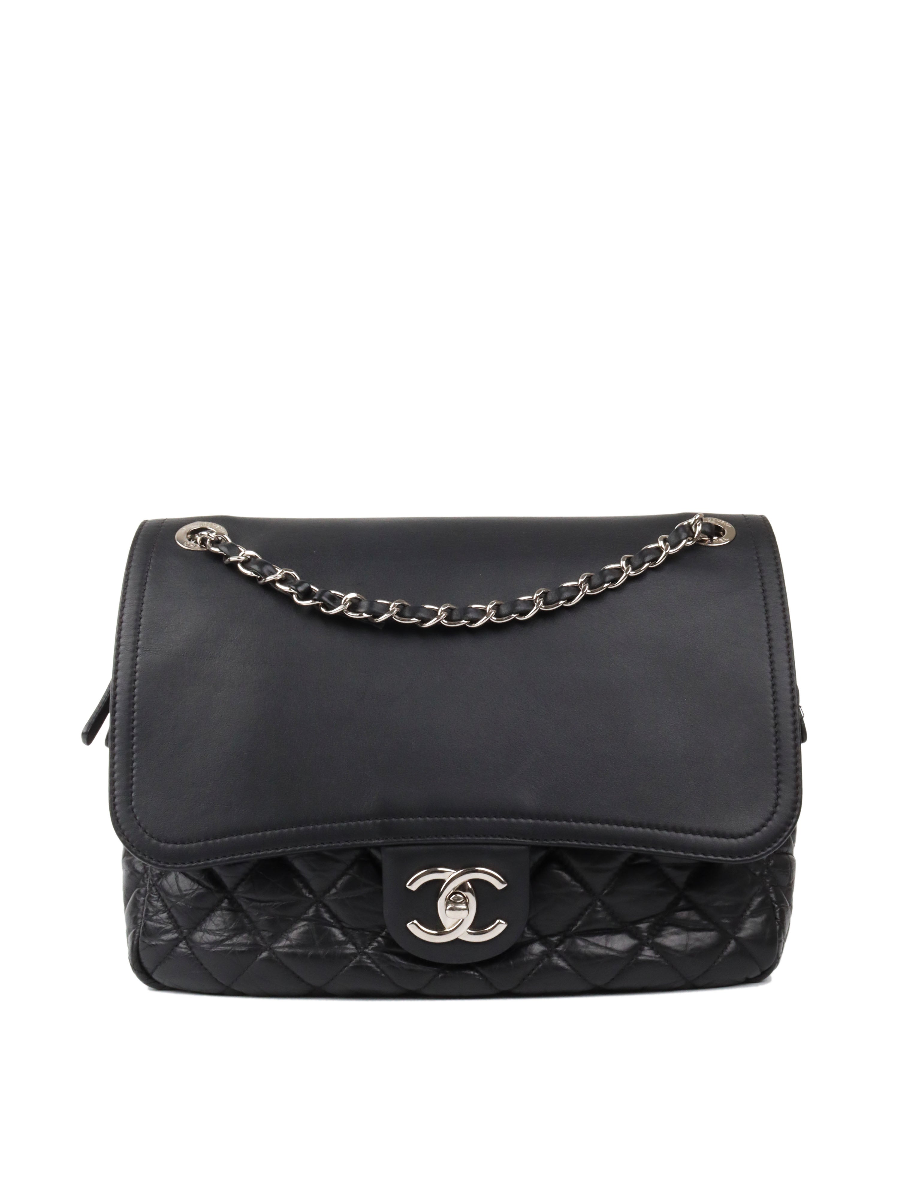 Chanel Black Wrinkled Quilted Flap Bag