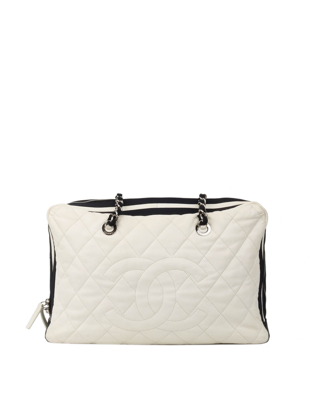Chanel White Leather Bowling Bag