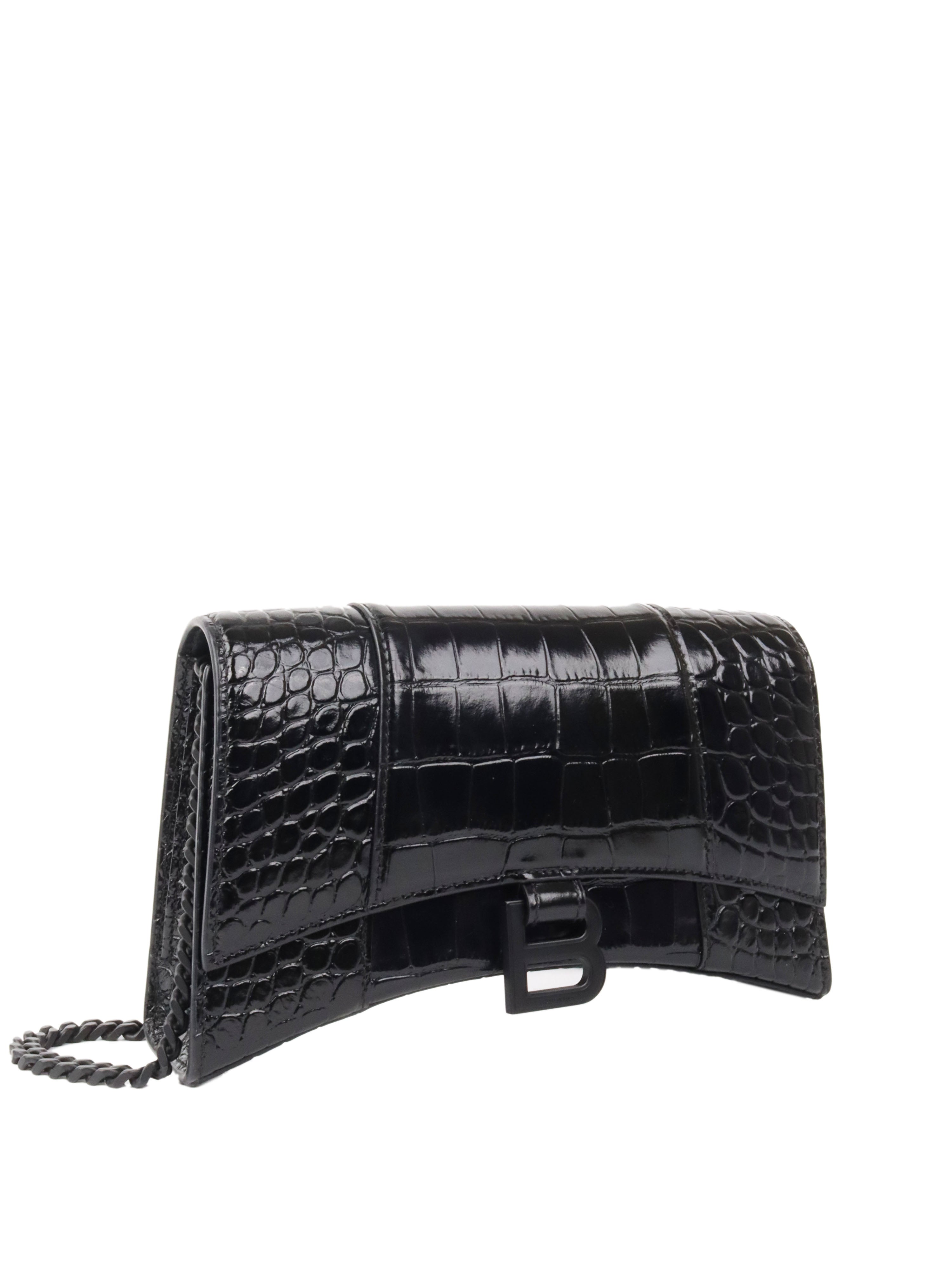 Balenciaga hourglass black croc hot sale