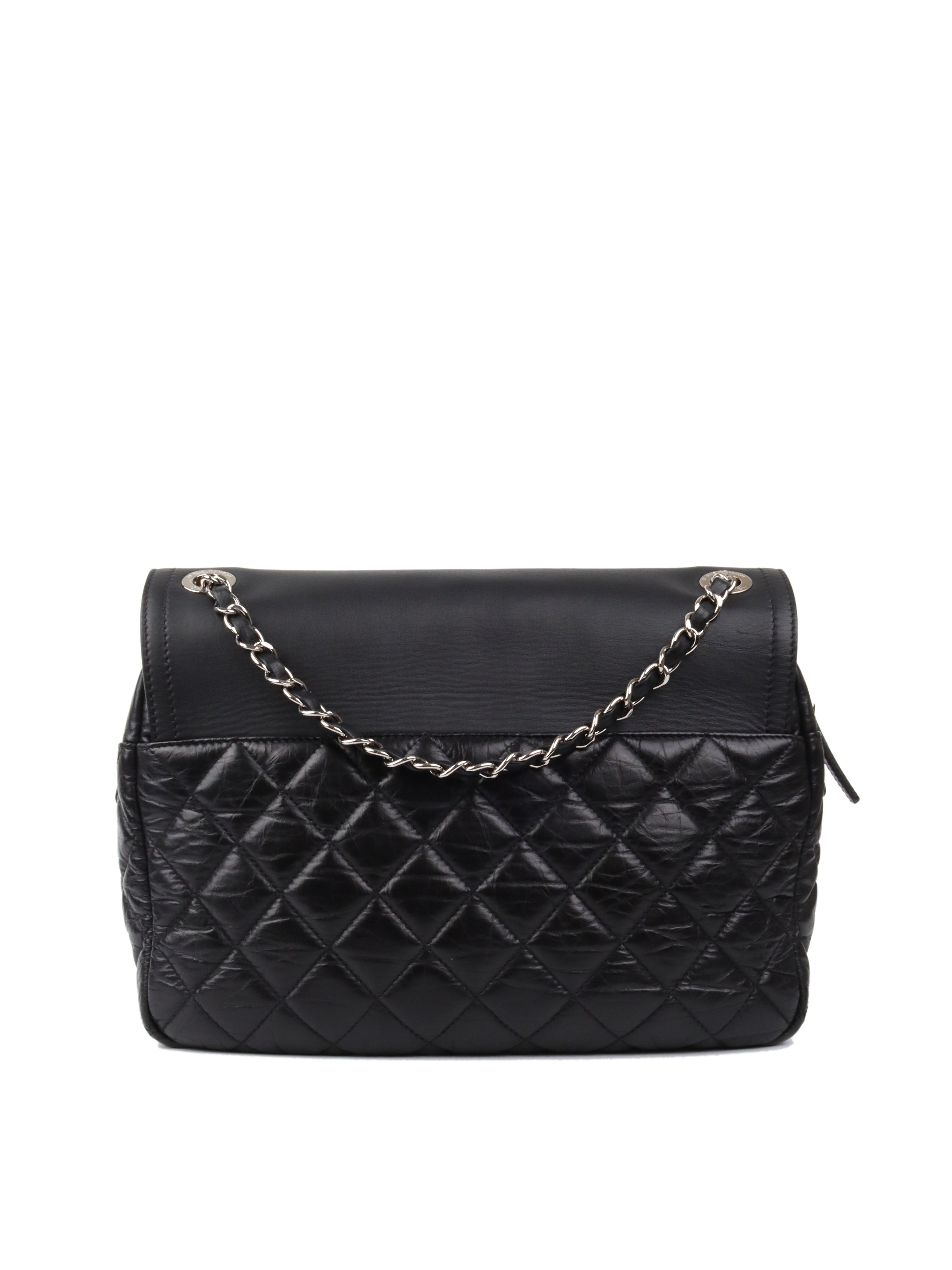 Chanel Black Wrinkled Quilted Flap Bag