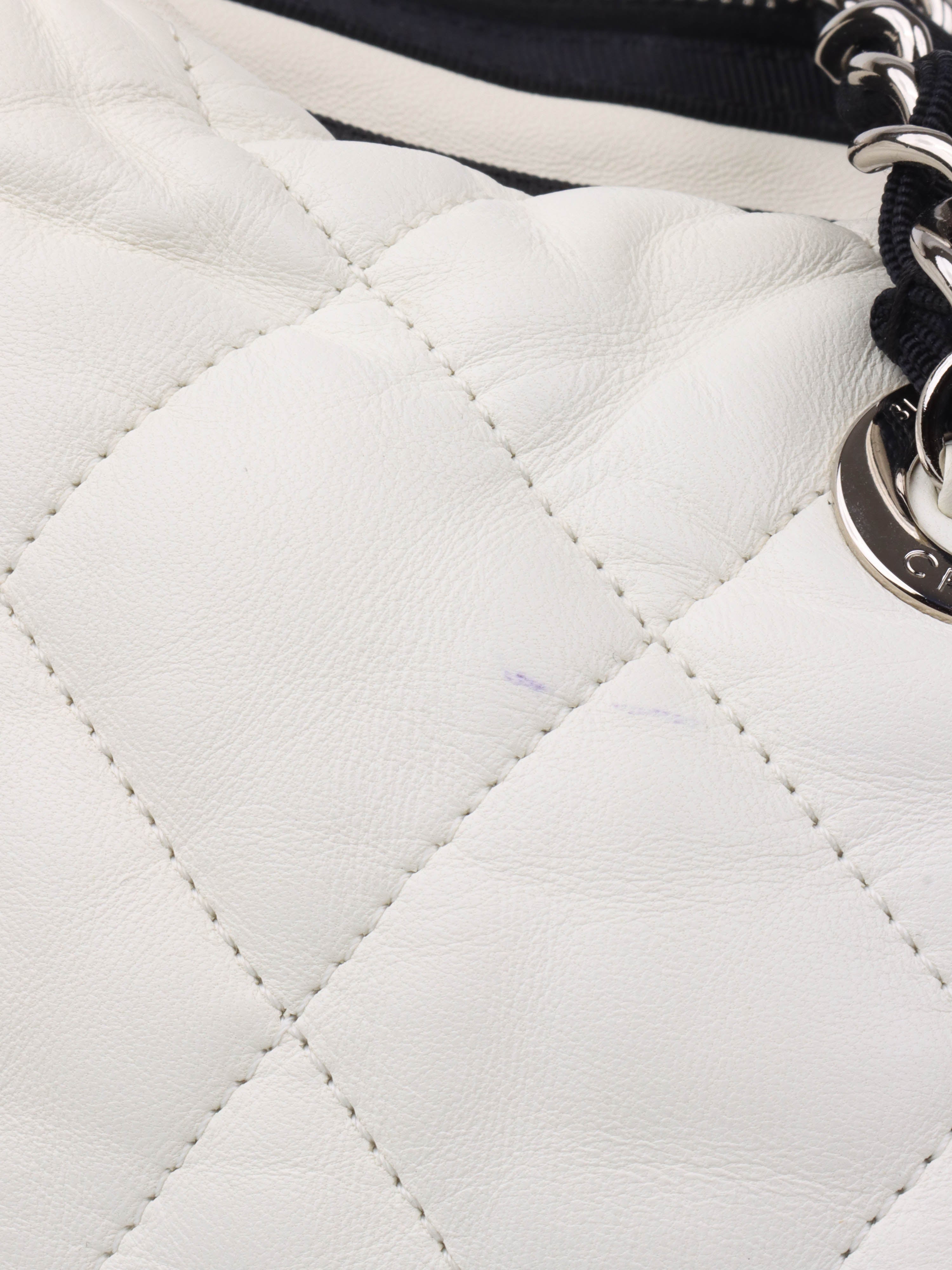 Chanel White Leather Bowling Bag