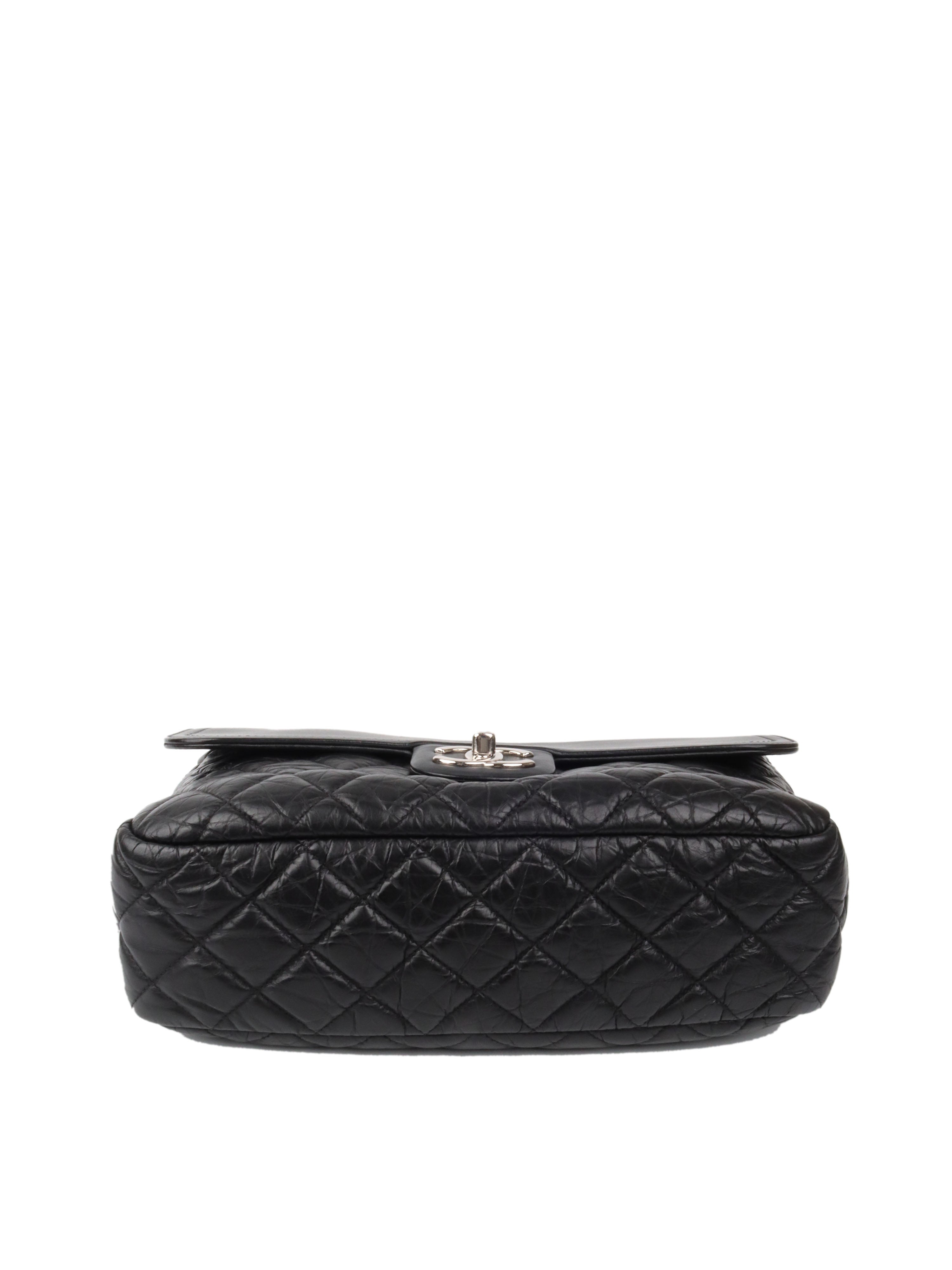 Chanel Black Wrinkled Quilted Flap Bag