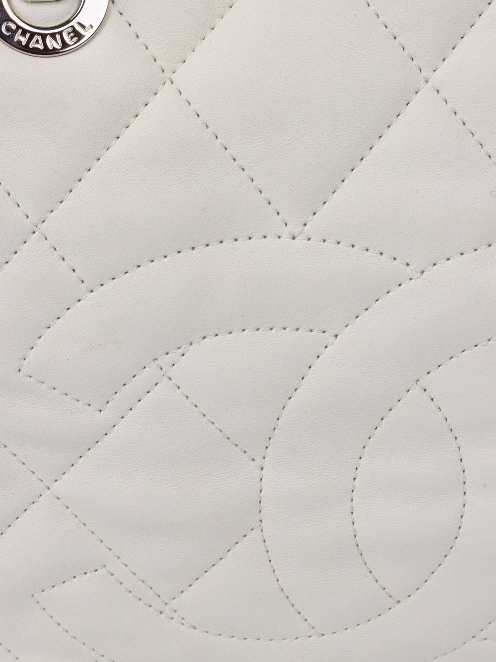 Chanel White Leather Bowling Bag