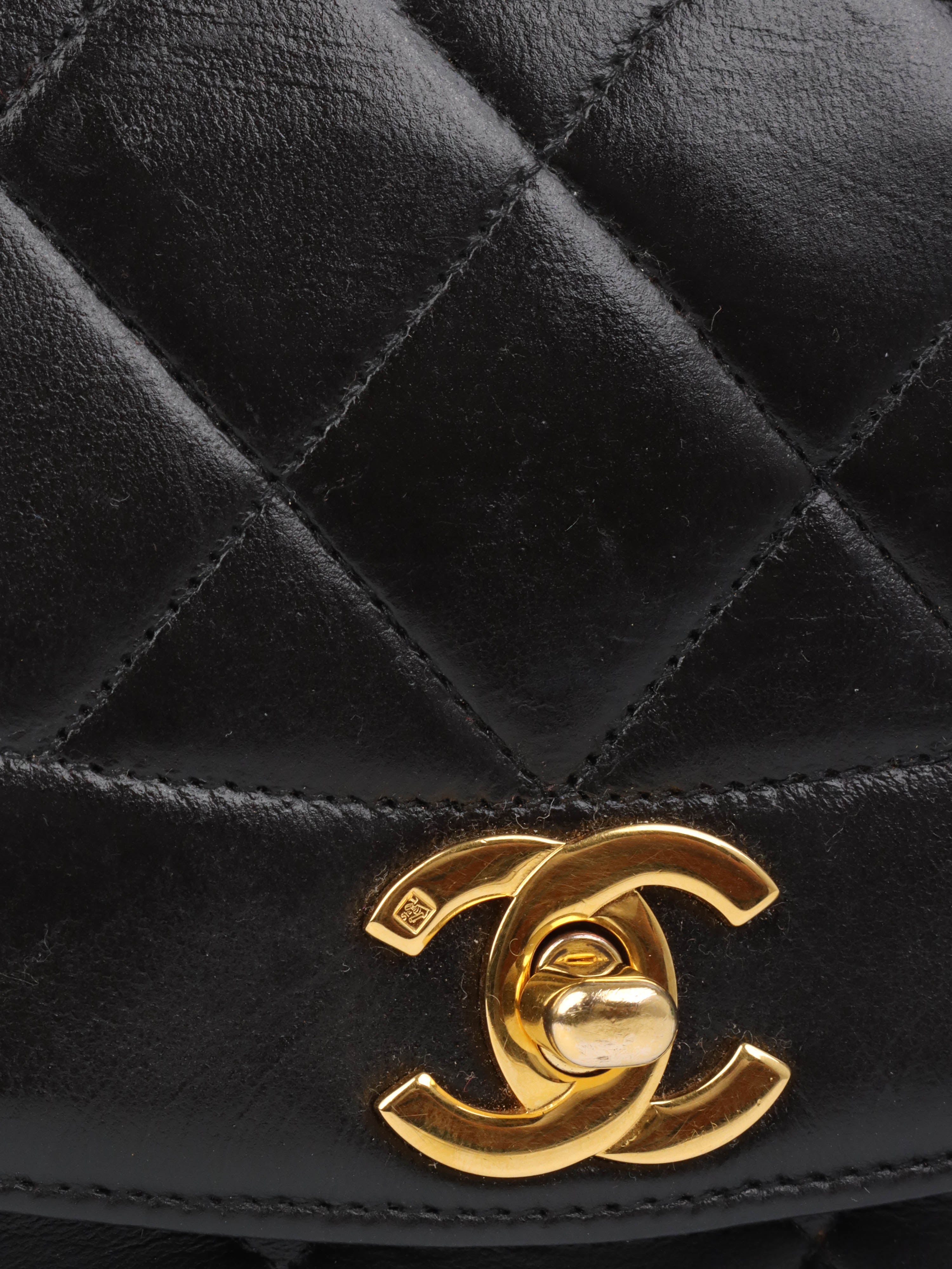 Chanel Vintage Black Diana Flap Bag 24K GHW