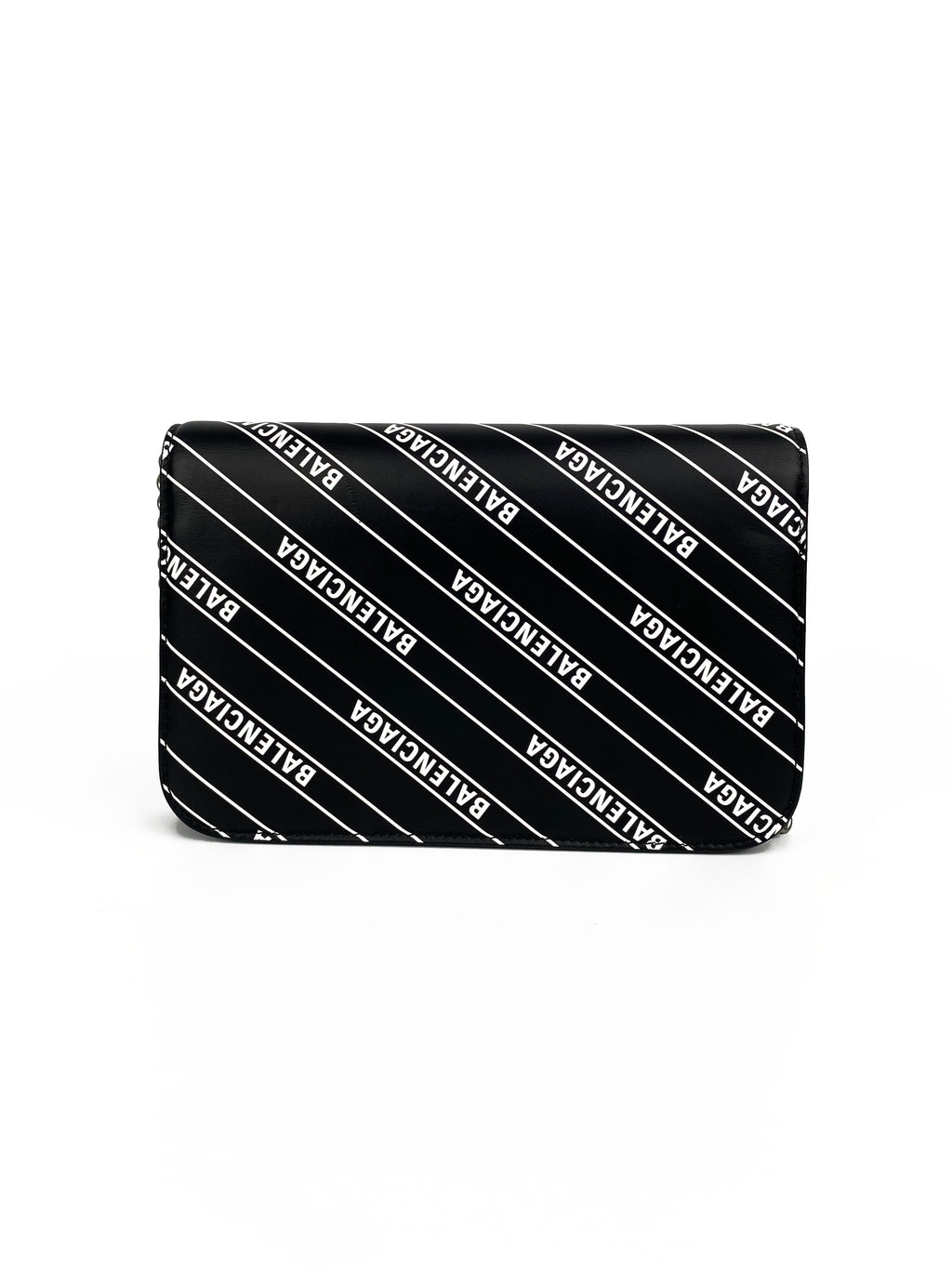 Balenciaga Black & White Logo Wallet on Chain