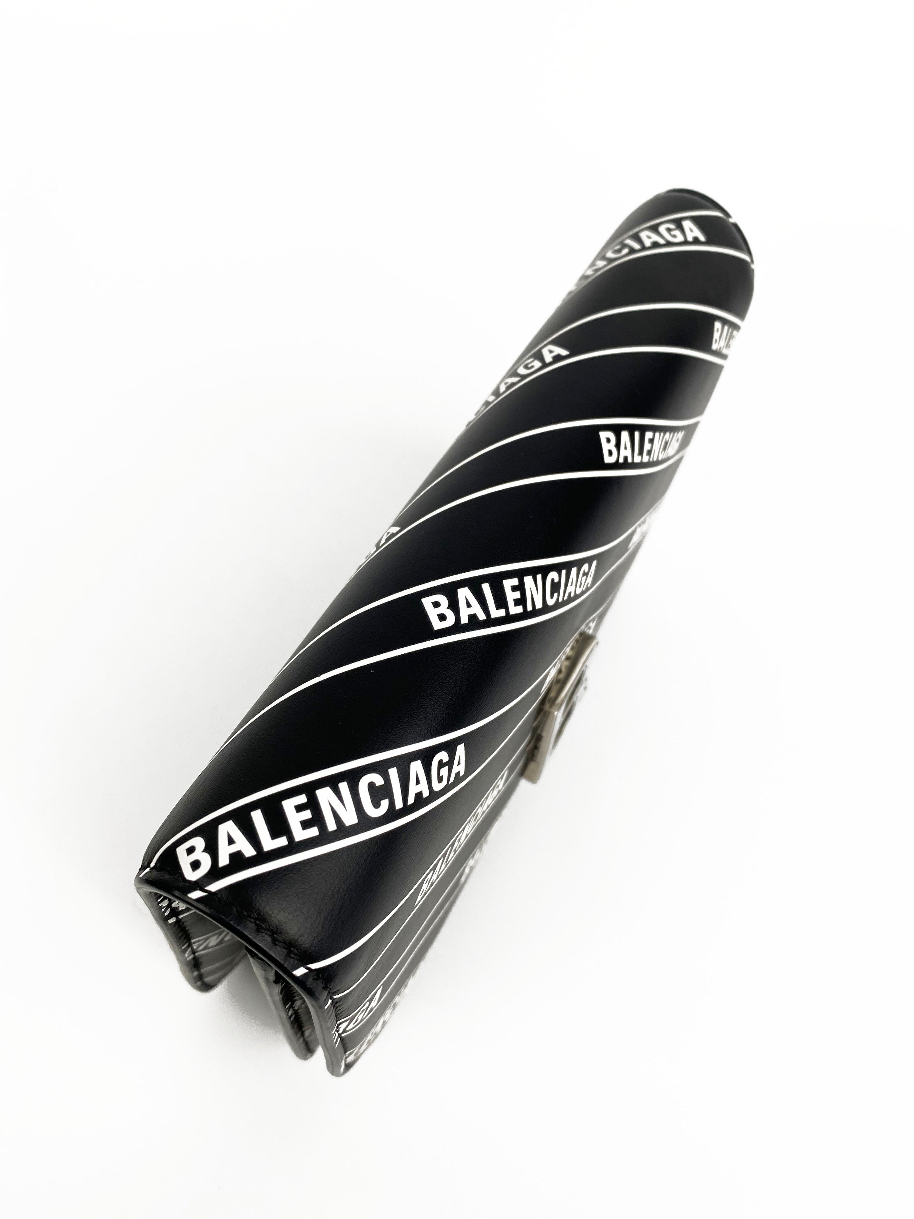 Balenciaga Black & White Logo Wallet on Chain
