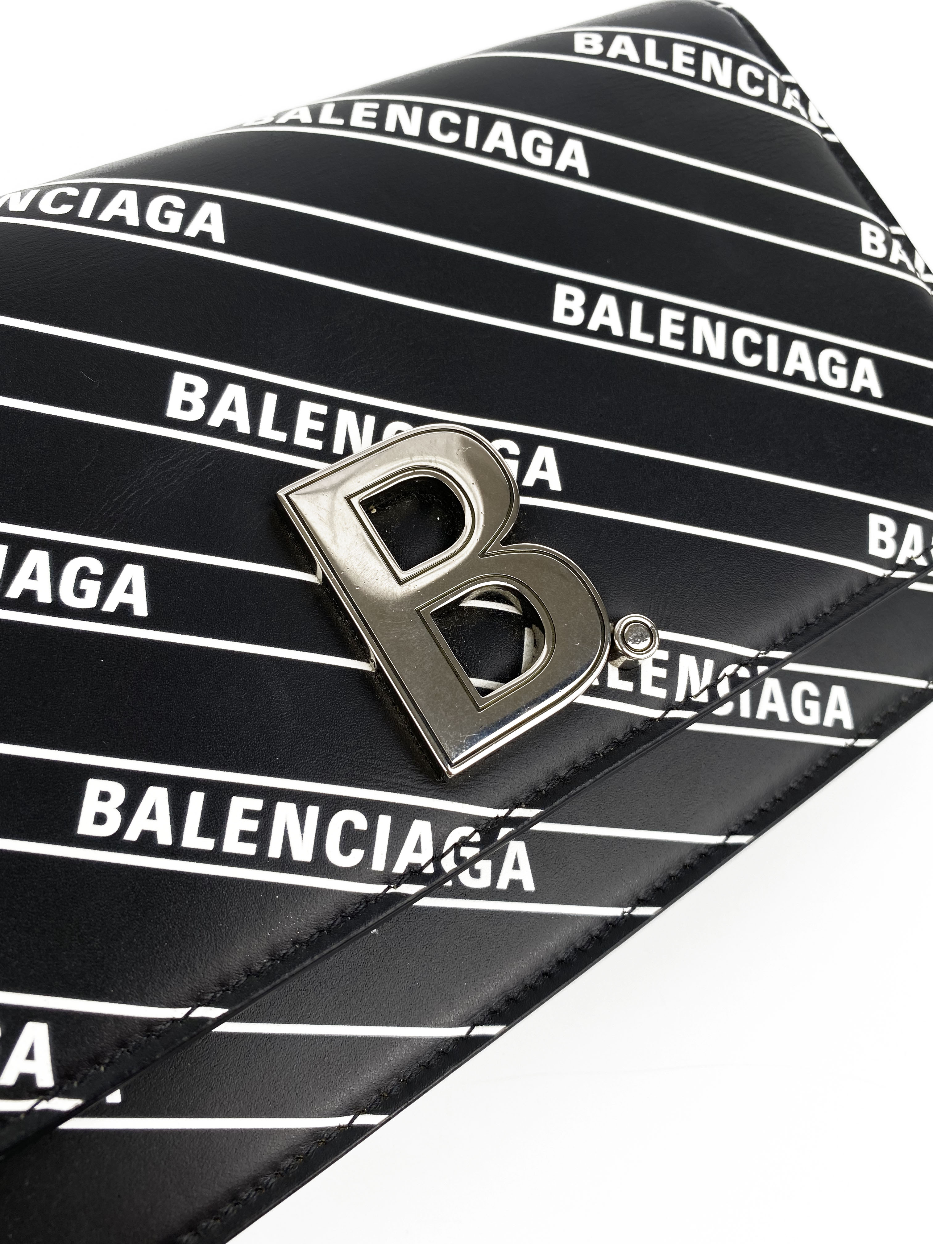 Balenciaga Black & White Logo Wallet on Chain