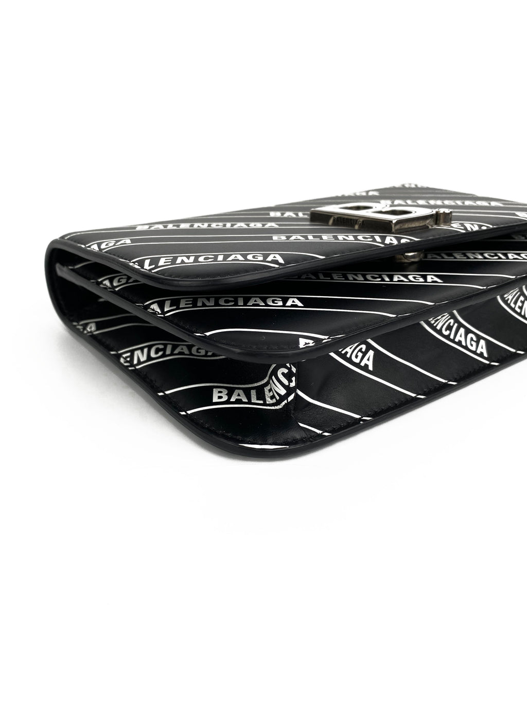 Balenciaga Black & White Logo Wallet on Chain