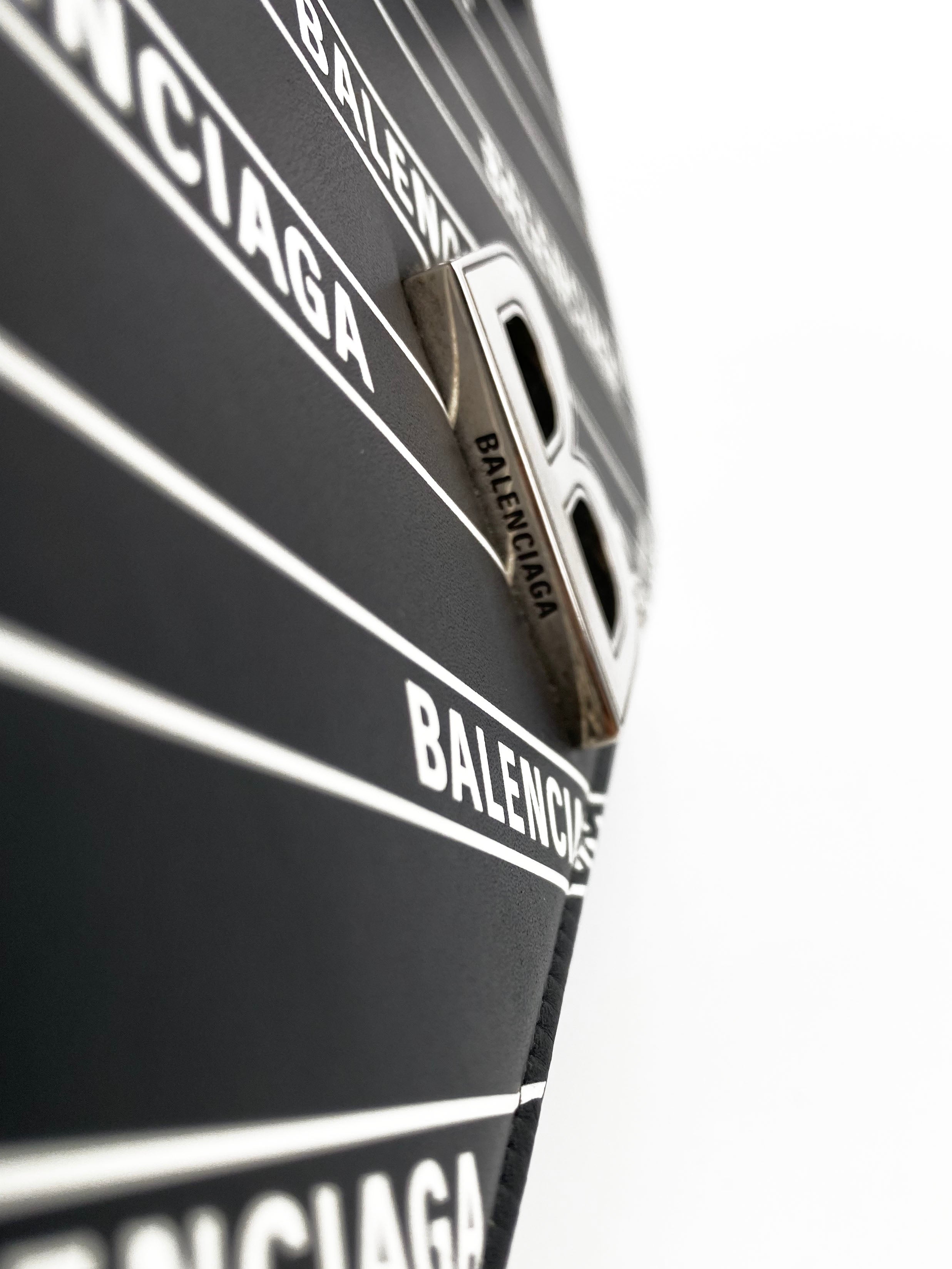Balenciaga Black & White Logo Wallet on Chain