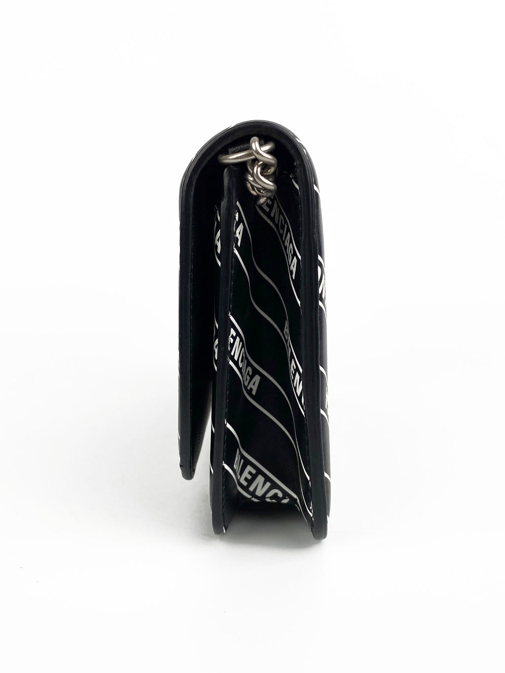 Balenciaga Black & White Logo Wallet on Chain