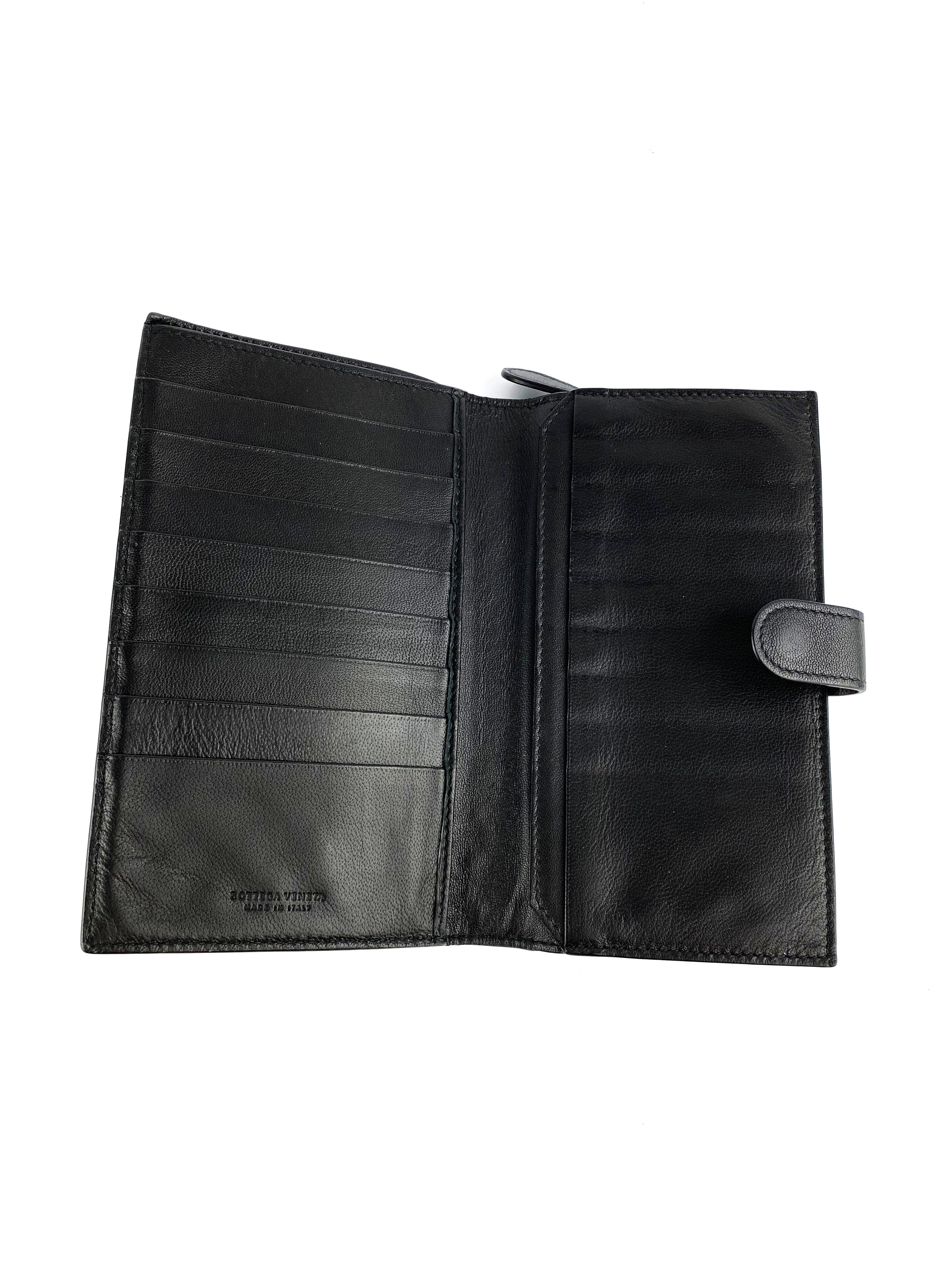 Bottega Veneta Black Woven Continental Wallet