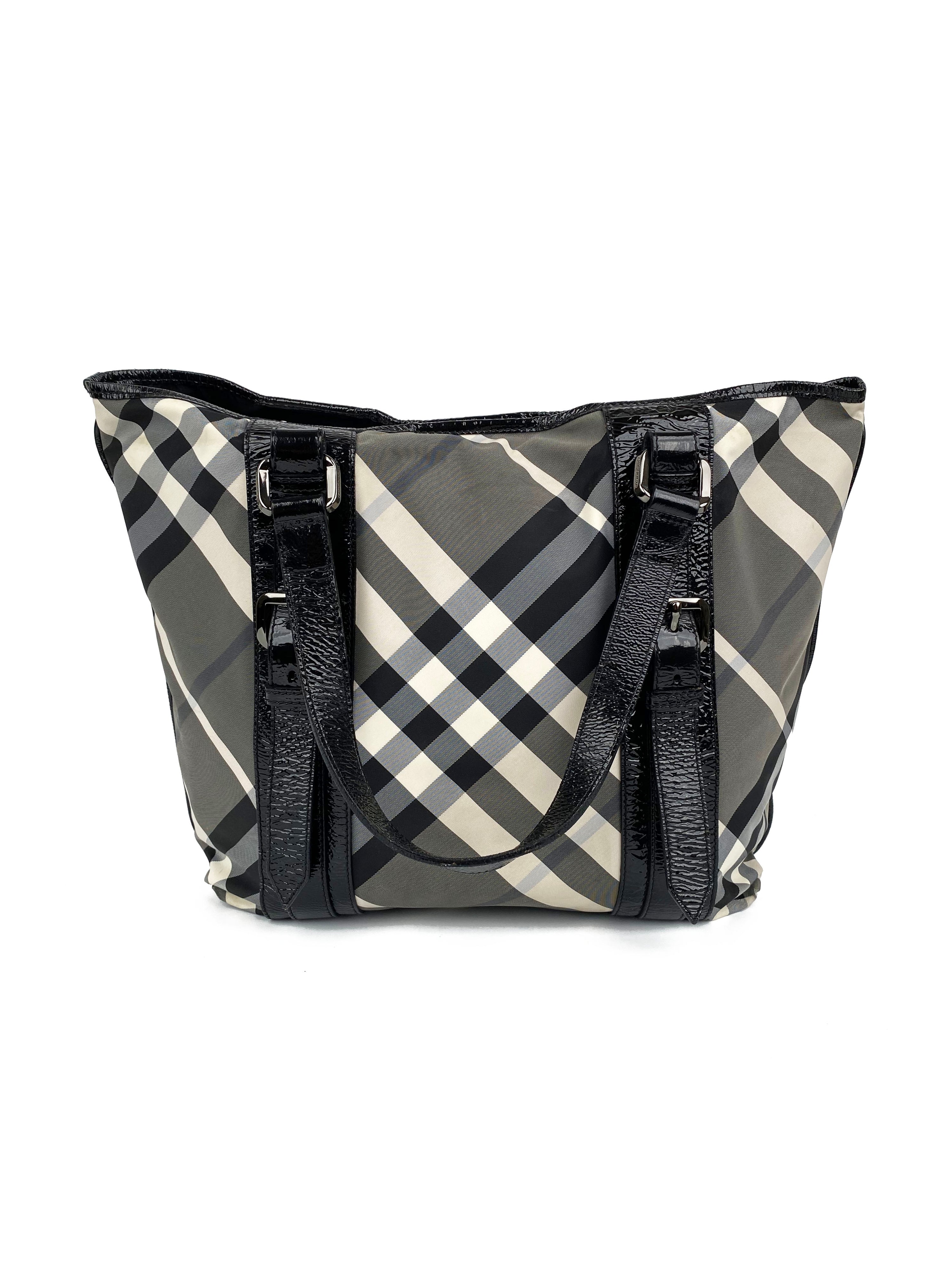Burberry Black & White Large Grey Tote