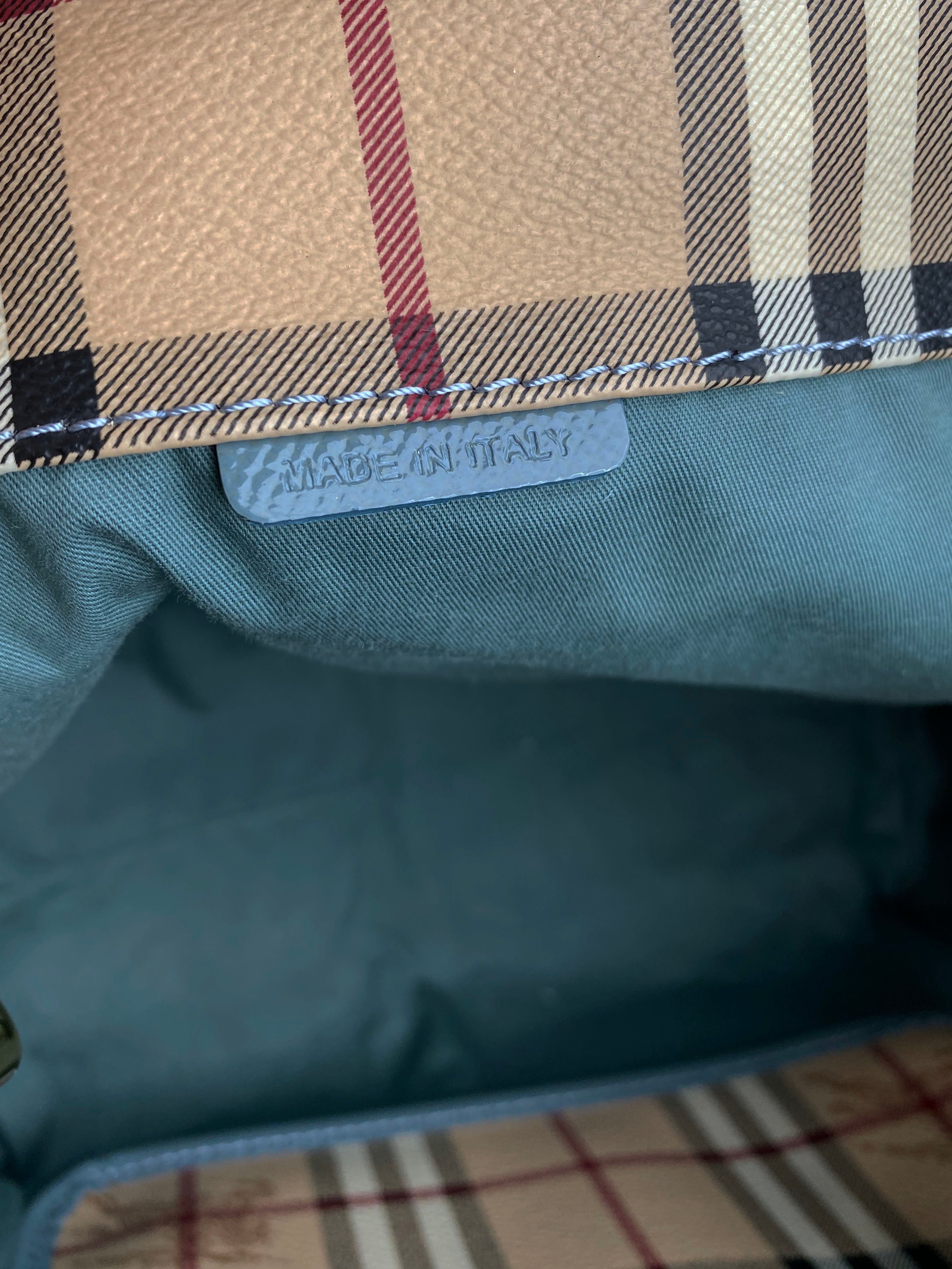 Burberry Blue Trim Haymarket Tote Bag