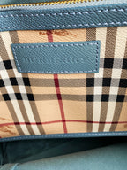 Burberry Blue Trim Haymarket Tote Bag