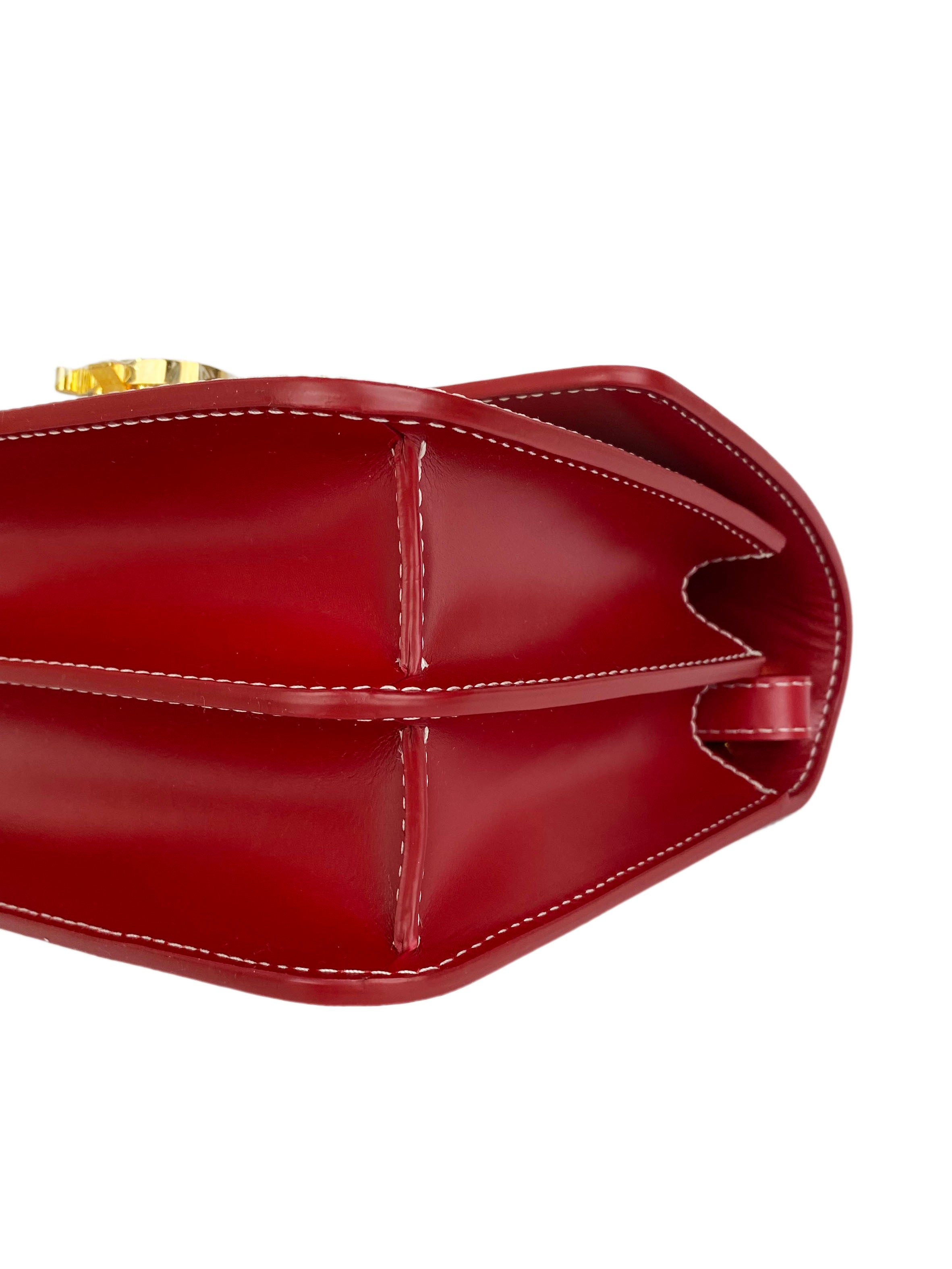 Burberry Mini Canvas TB Bag with Red Trim