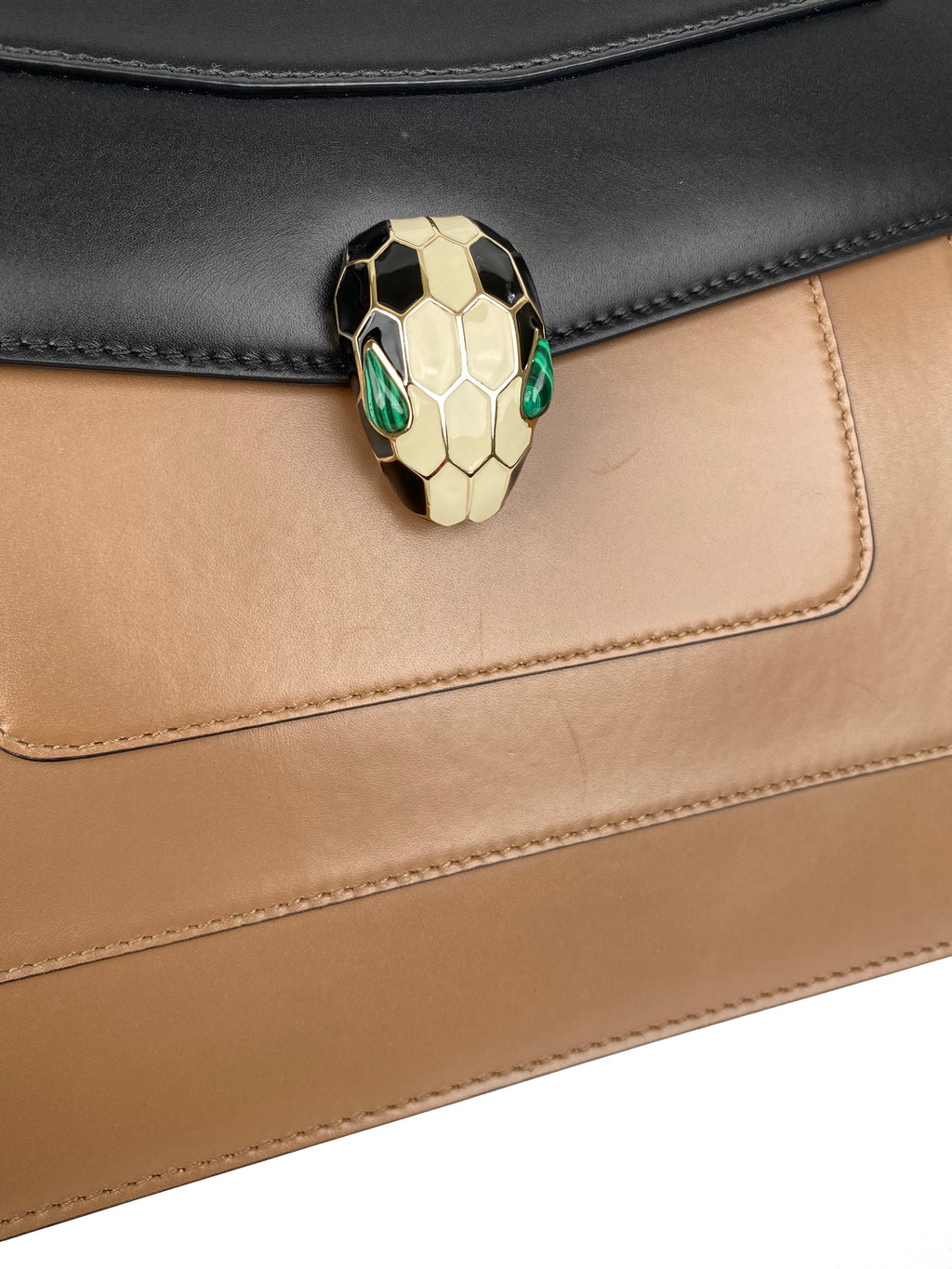 Bvlgari Black & Tan Two-tone Serpenti Bag