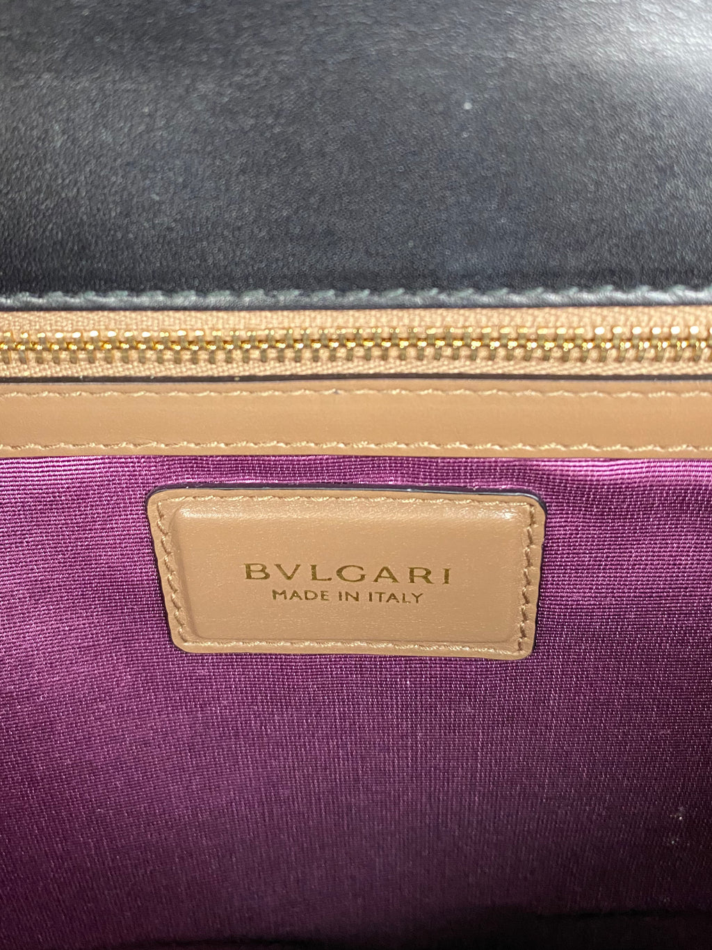 Bvlgari Black & Tan Two-tone Serpenti Bag