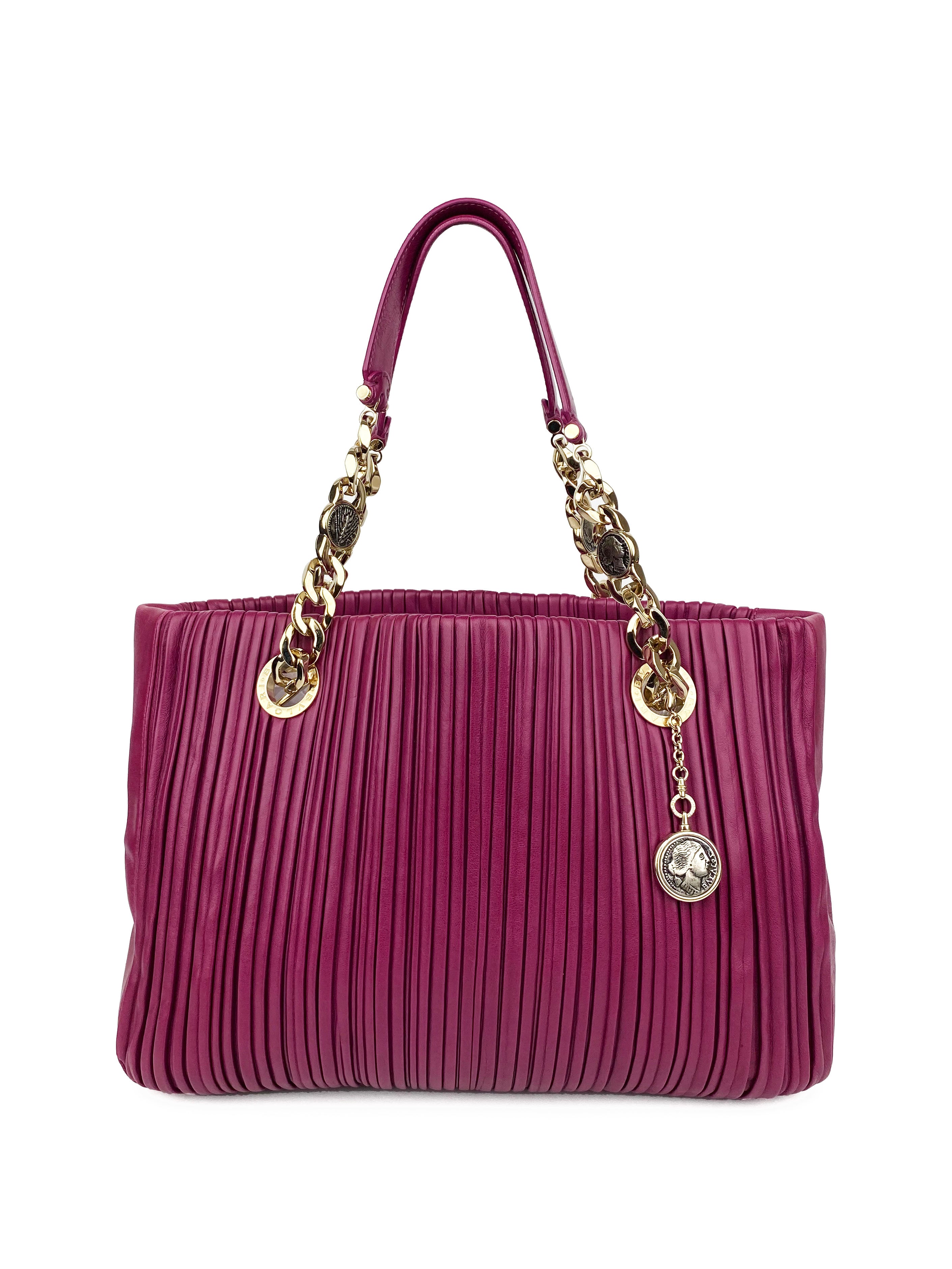 Bvlgari Purple Monte Plisse Tote Bag