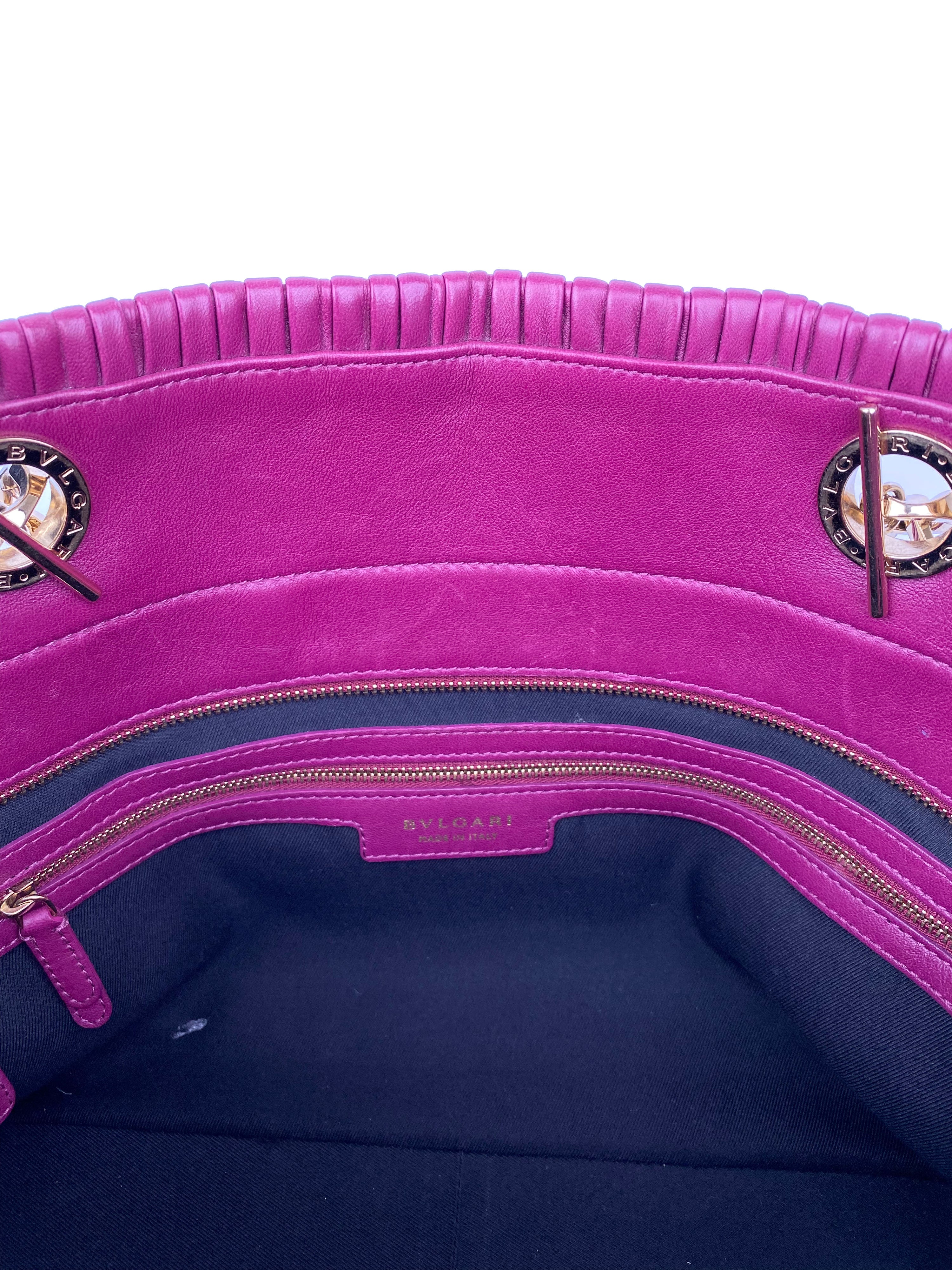 Bvlgari Purple Monte Plisse Tote Bag