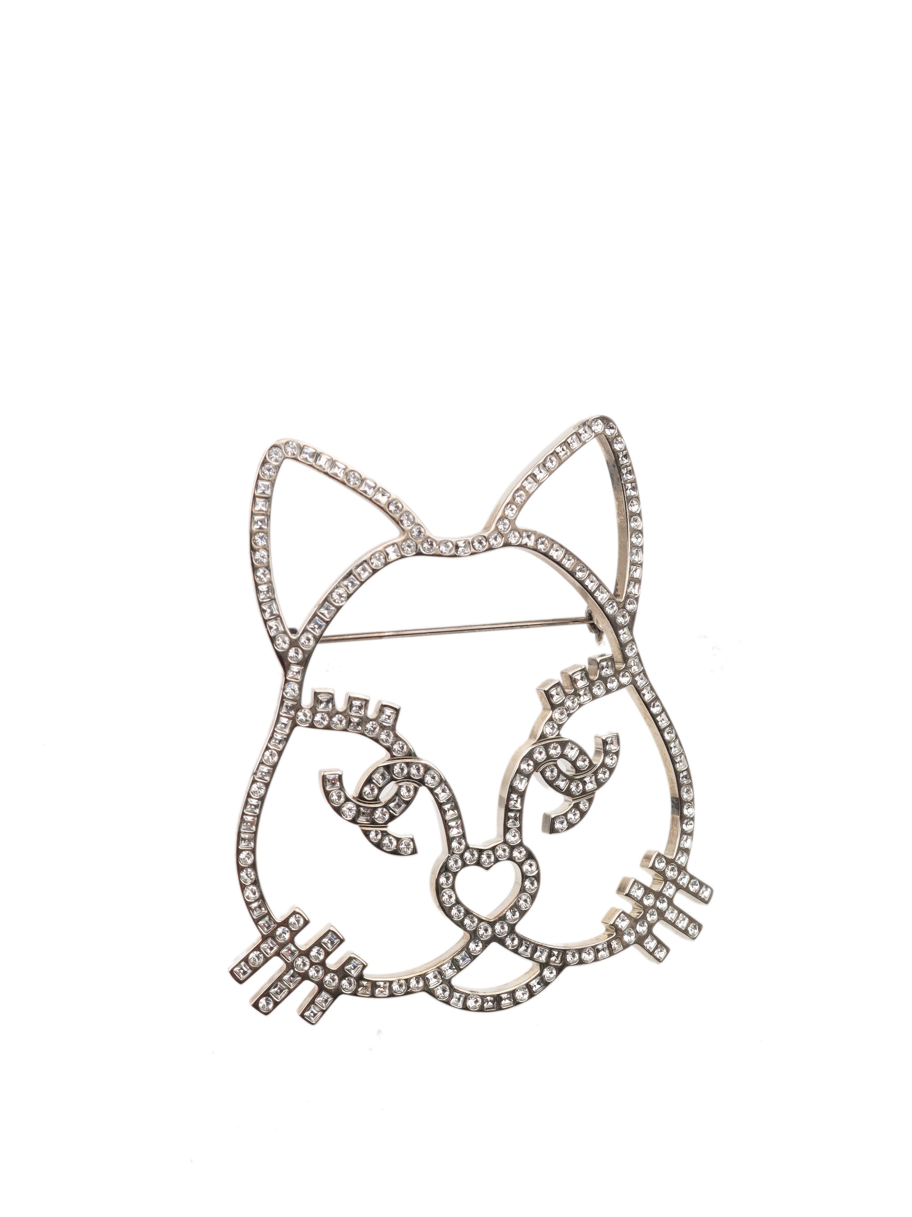 Chanel 17 Diamante Choupette Cat Brooch