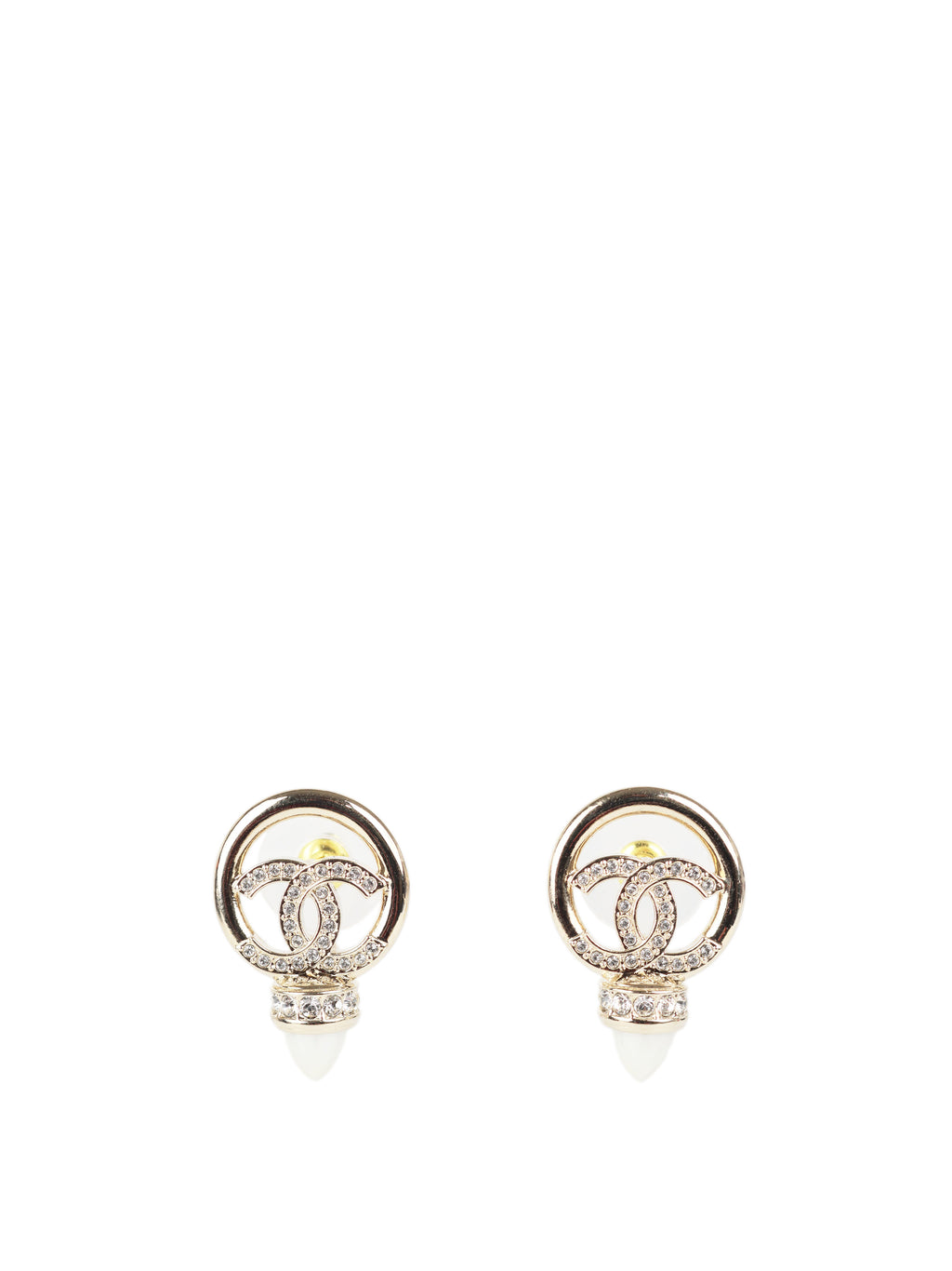 Chanel 22 Gold CC Circle Pearl Earrings