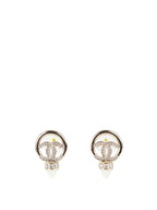 Chanel 22 Gold CC Circle Pearl Earrings