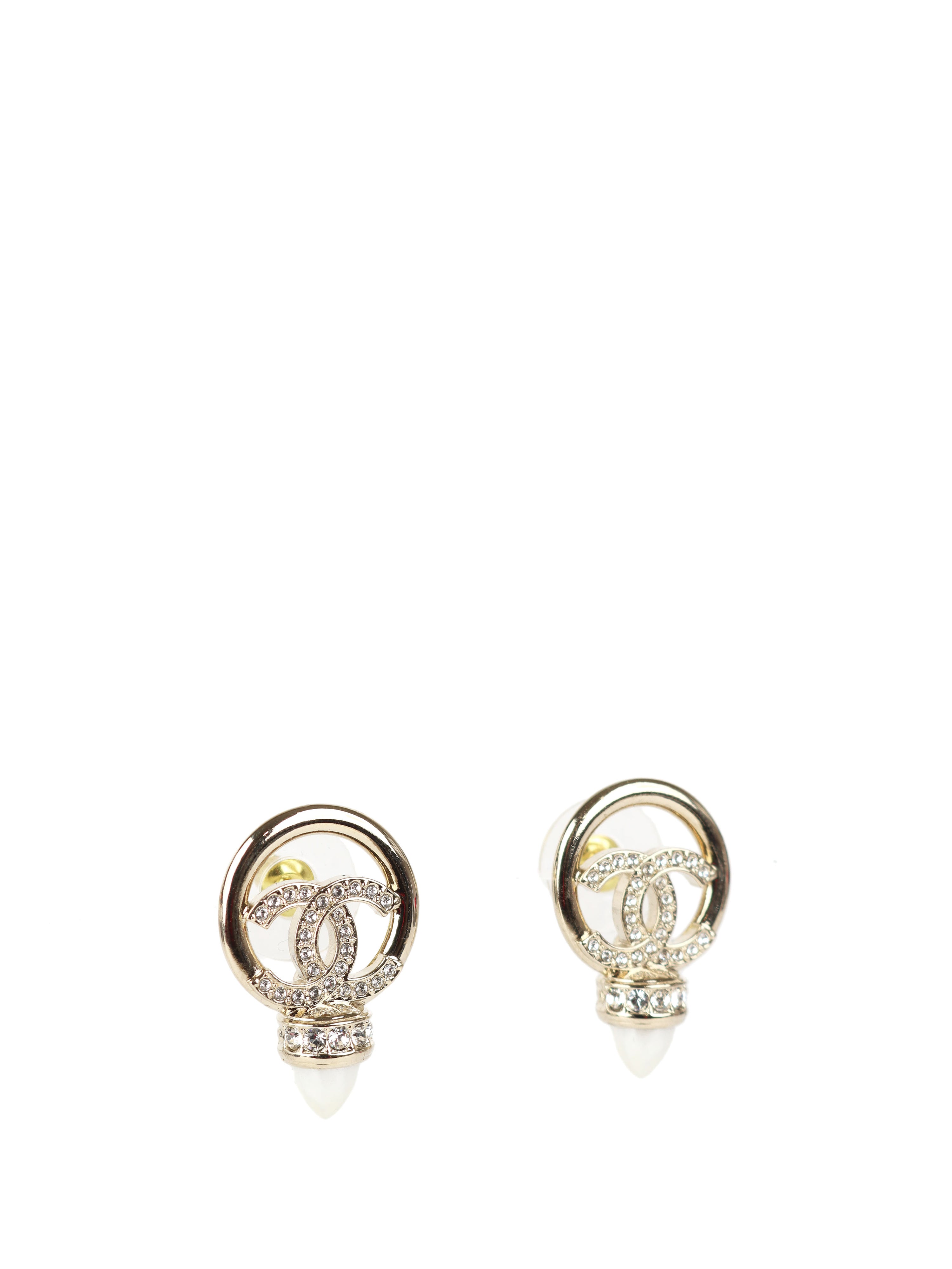 Chanel 22 Gold CC Circle Pearl Earrings