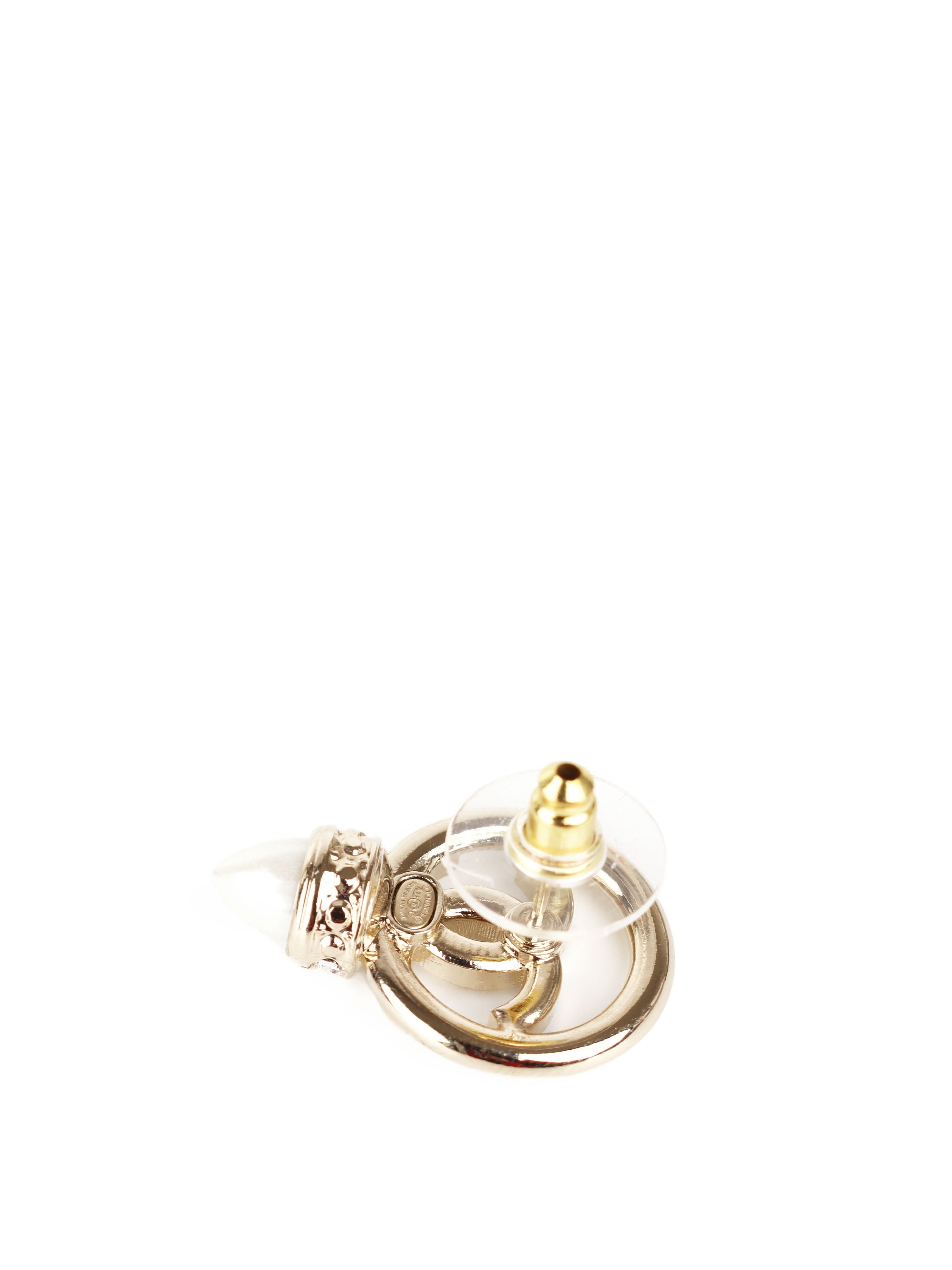 Chanel 22 Gold CC Circle Pearl Earrings