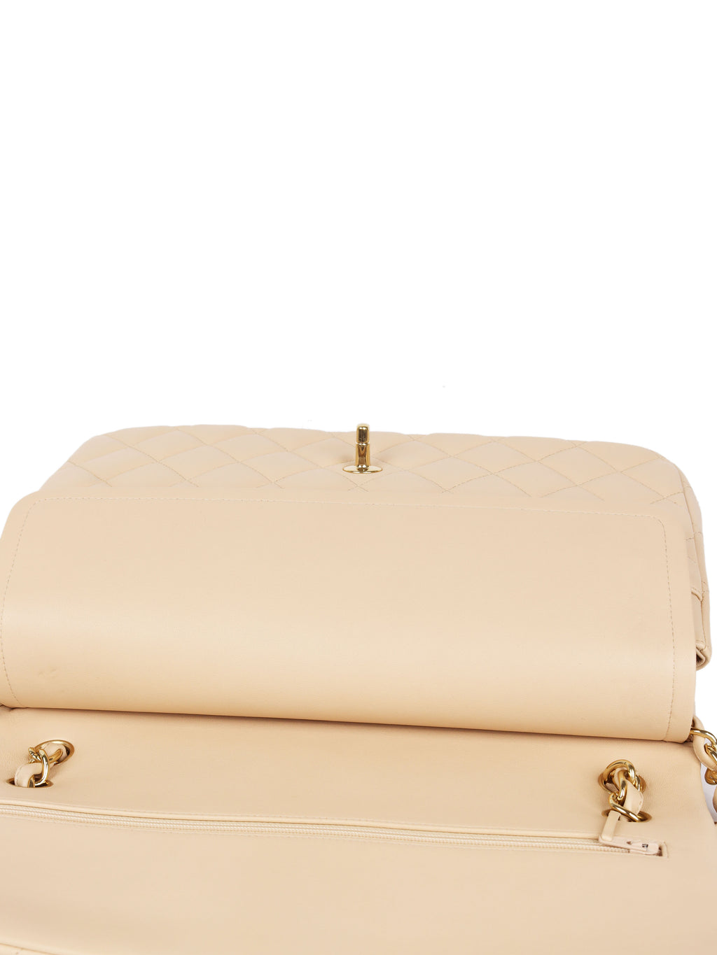 Chanel Beige Lambskin Jumbo Classic Flap GHW