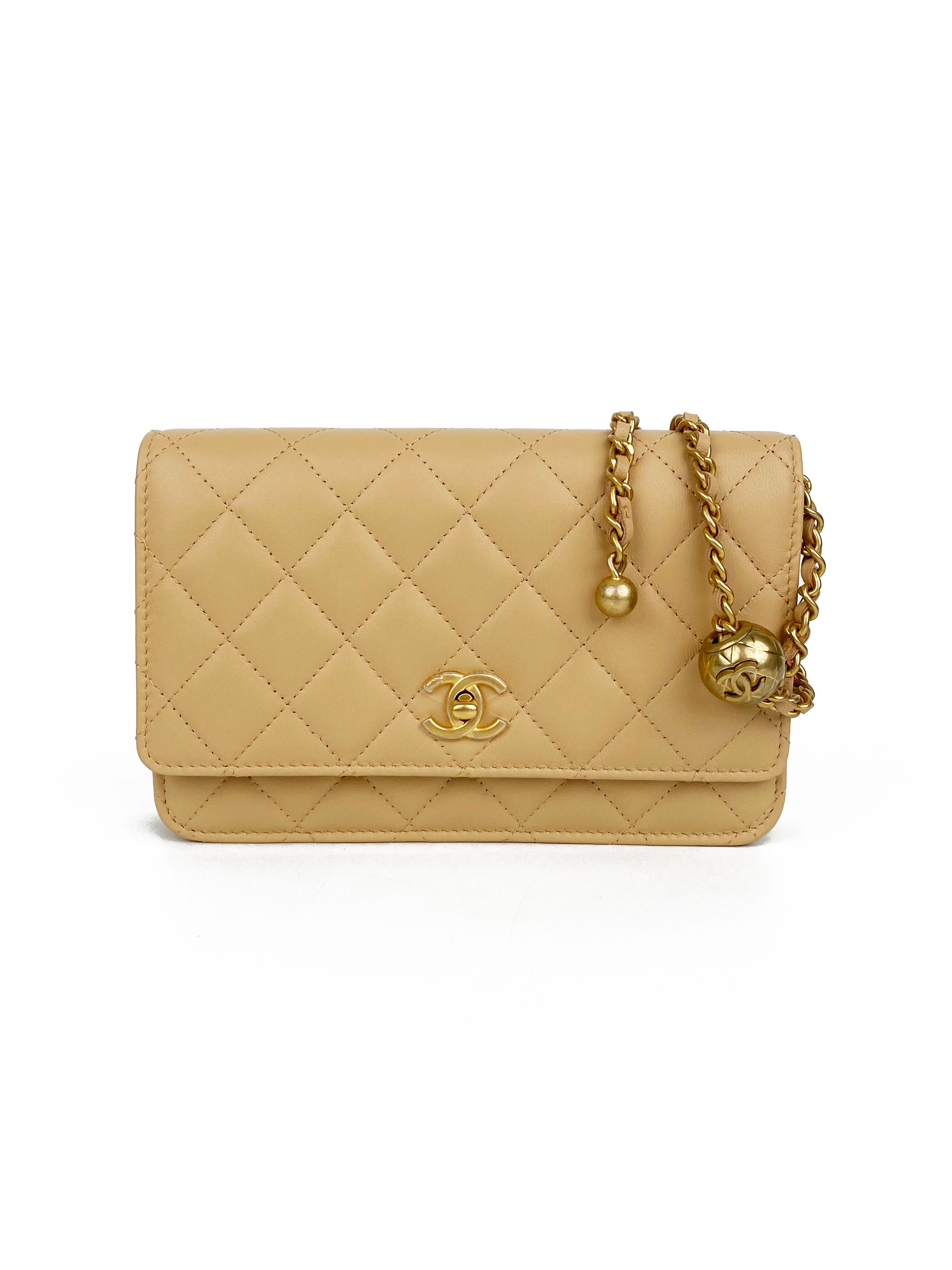 Chanel Beige Wallet on Chain with Pearl Crush