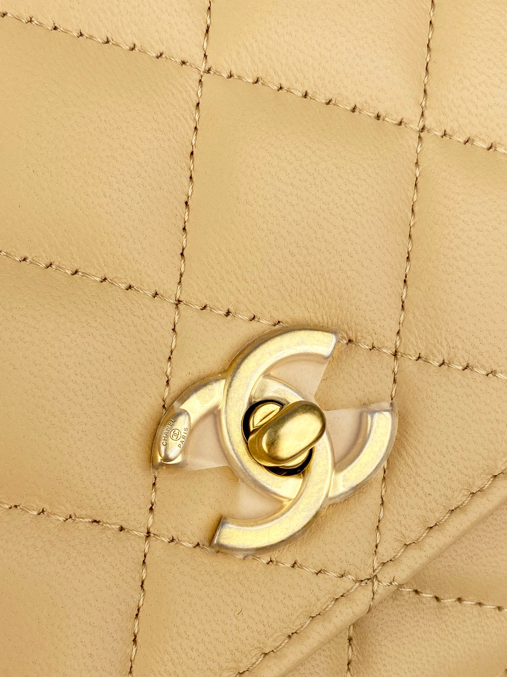 Chanel Beige Wallet on Chain with Pearl Crush