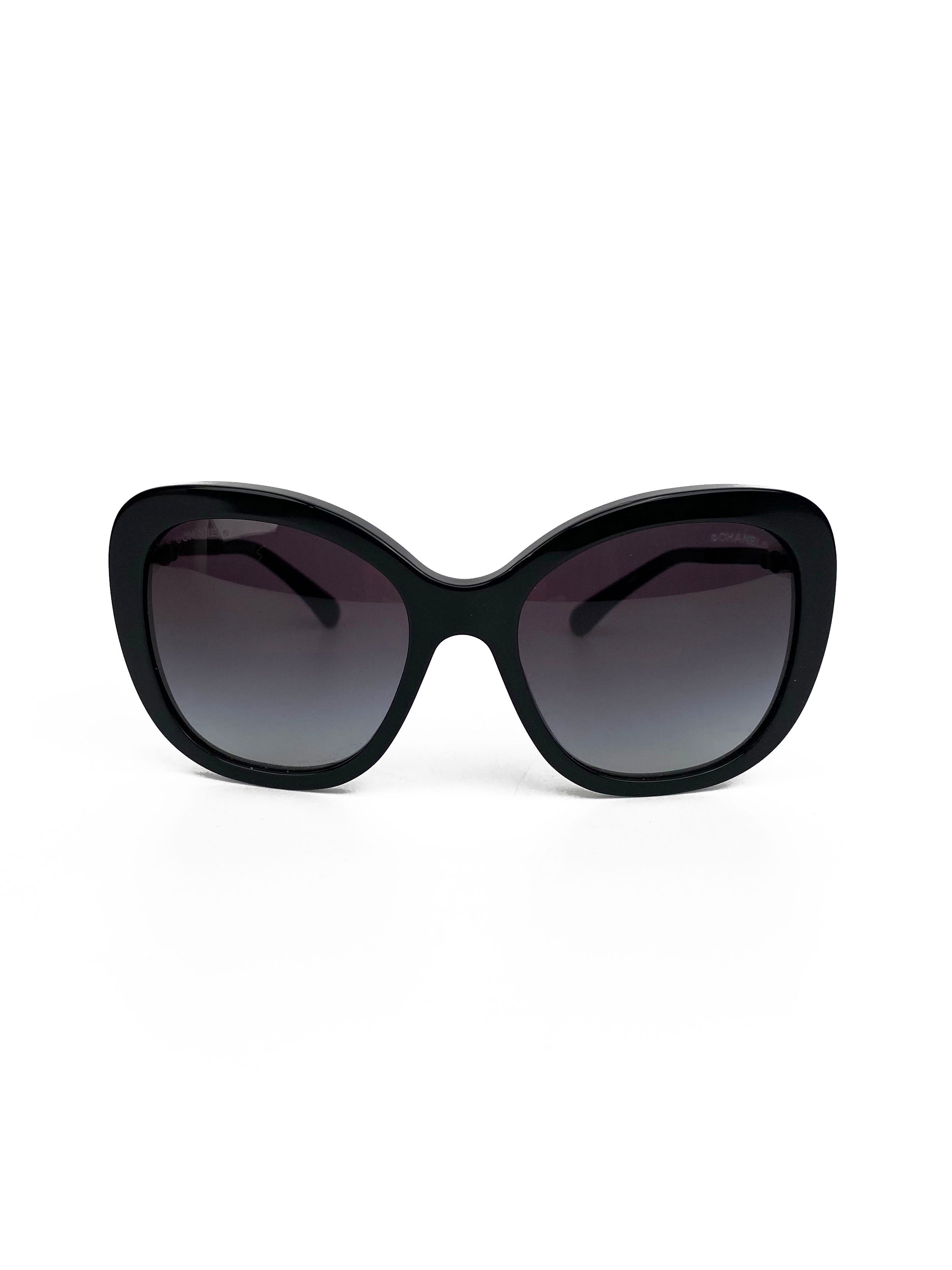 Chanel Black Butterfly Sunglasses with Imitation Pearls 5339H