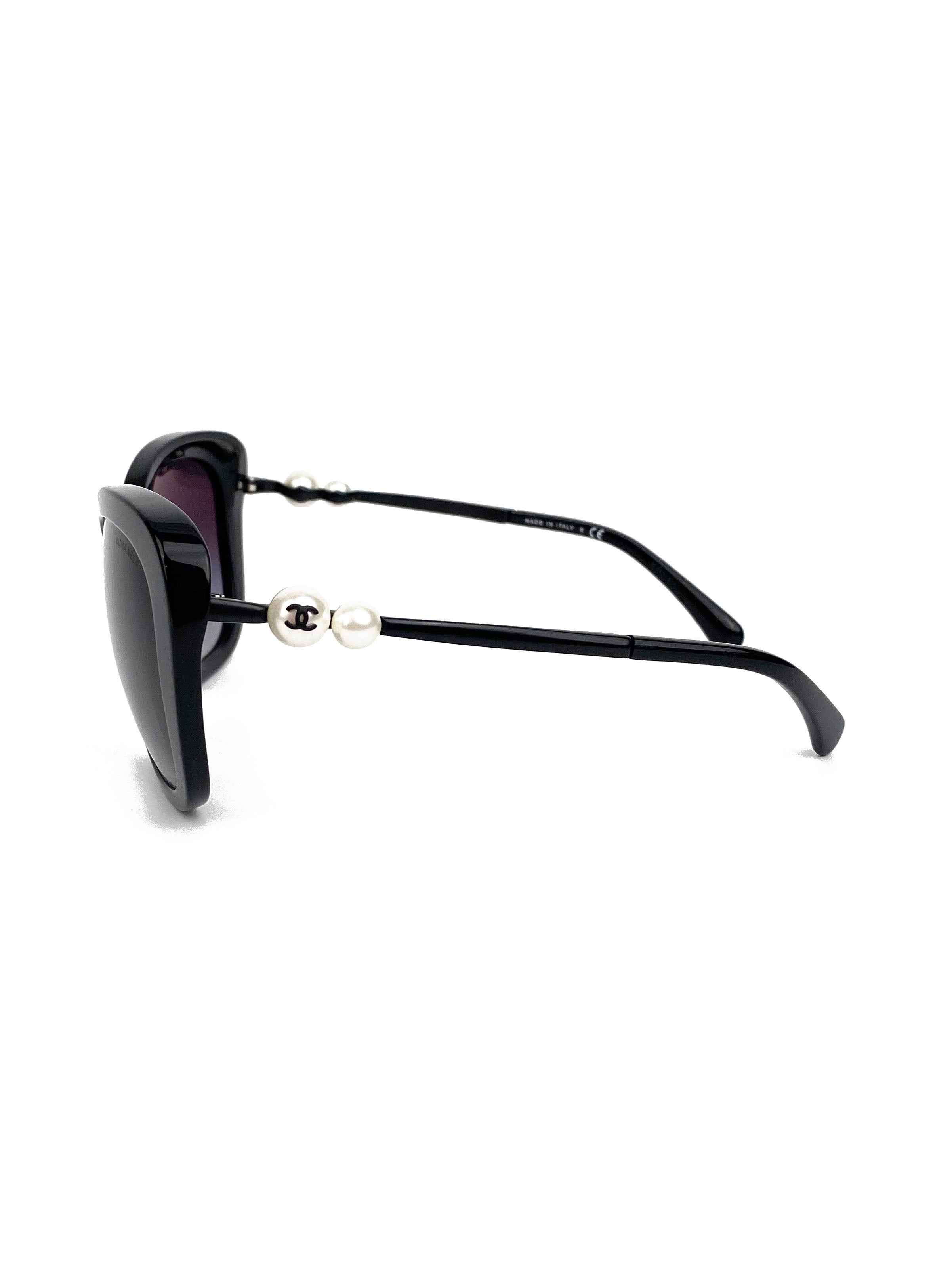 Chanel Black Butterfly Sunglasses with Imitation Pearls 5339H