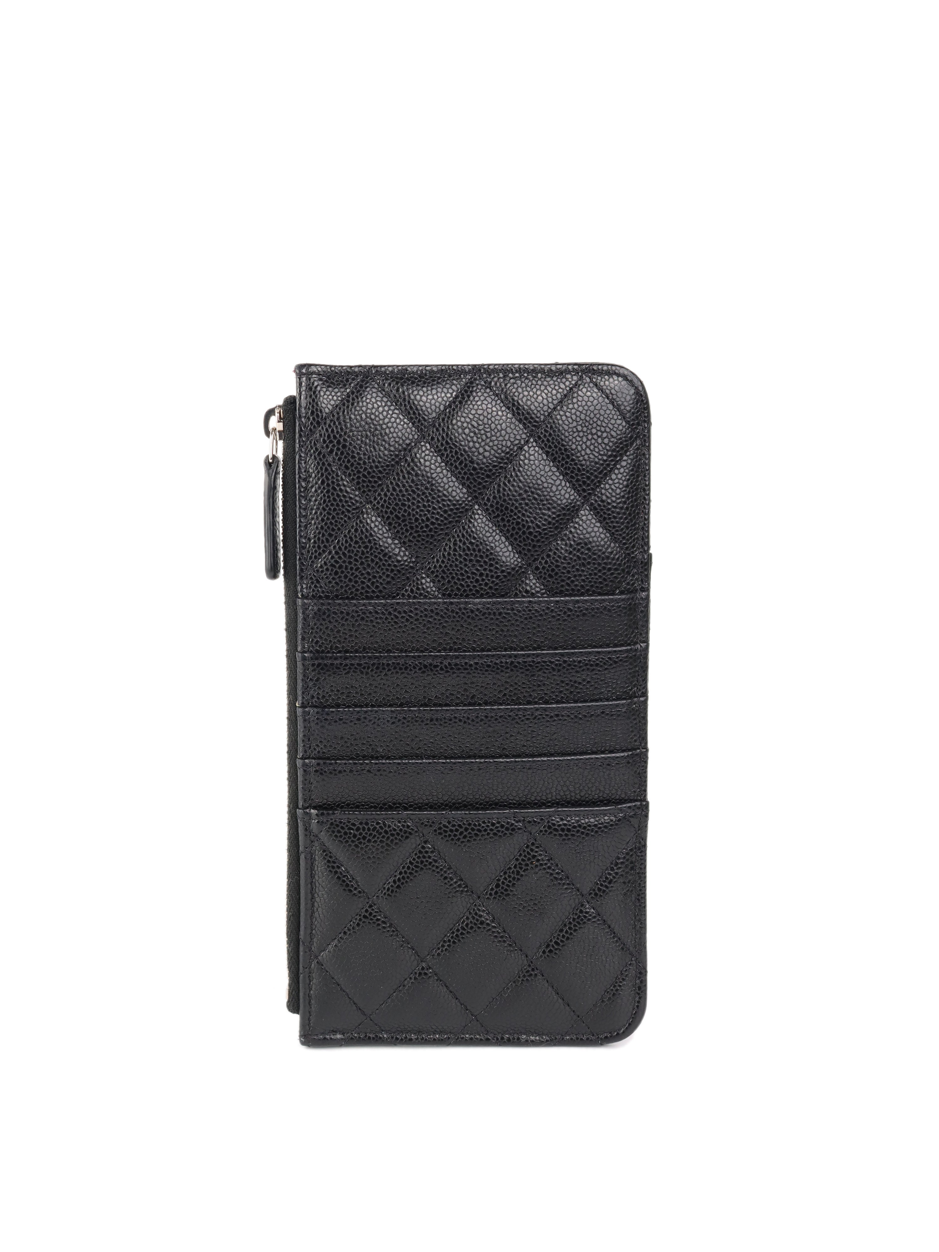 Chanel Black Caviar Long Cardholder SHW