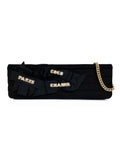 Chanel Black Long Satin Chain Clutch