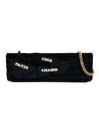 Chanel Black Long Satin Chain Clutch